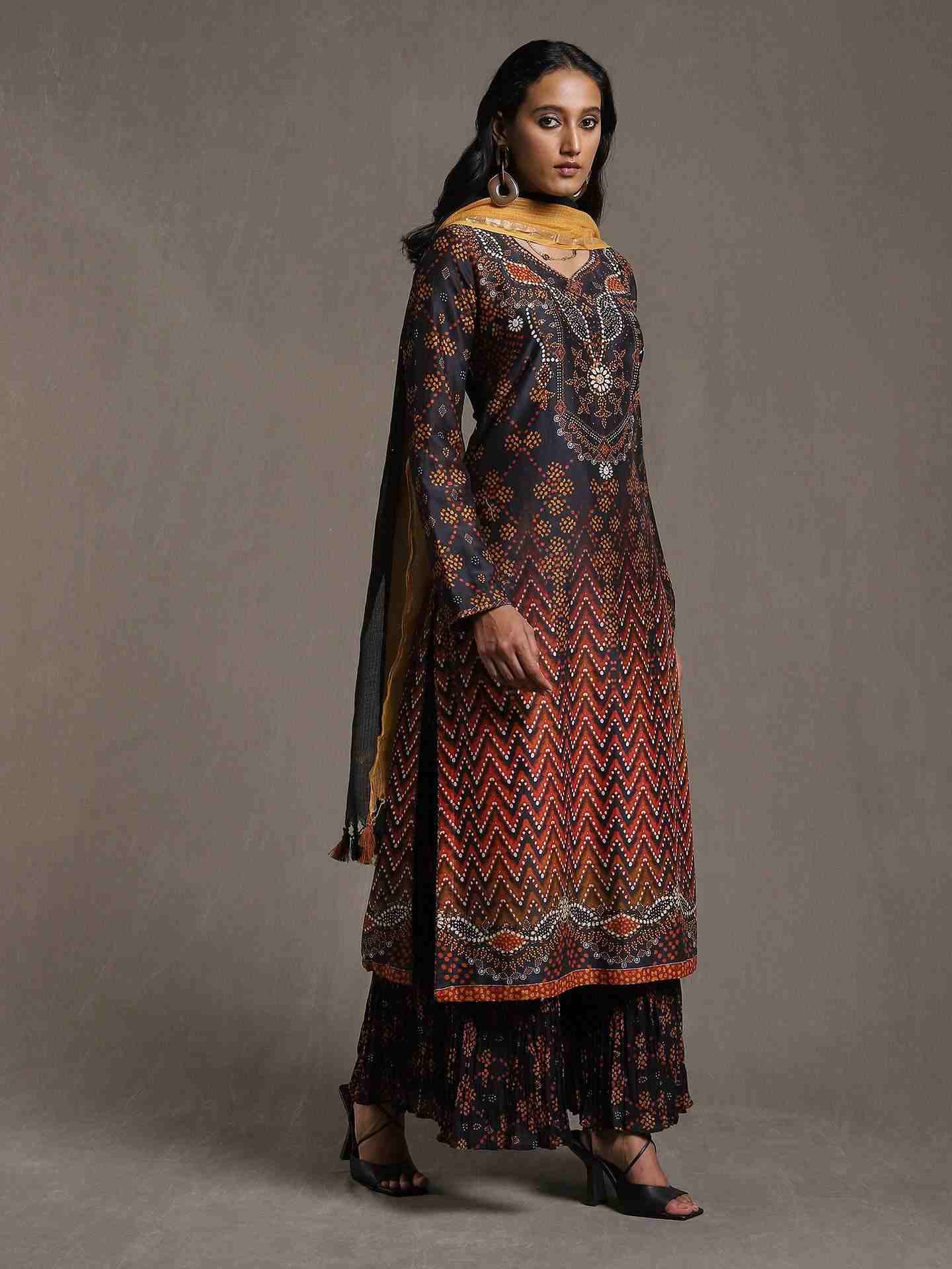Black Ezra Chanderi Suit Set