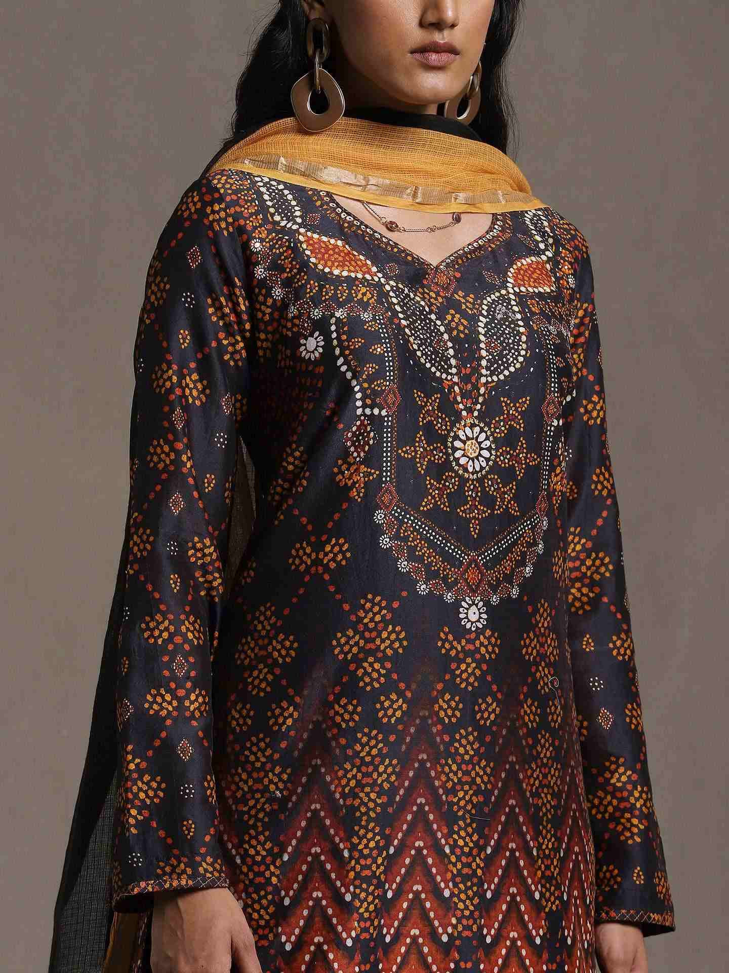 Black Ezra Chanderi Suit Set