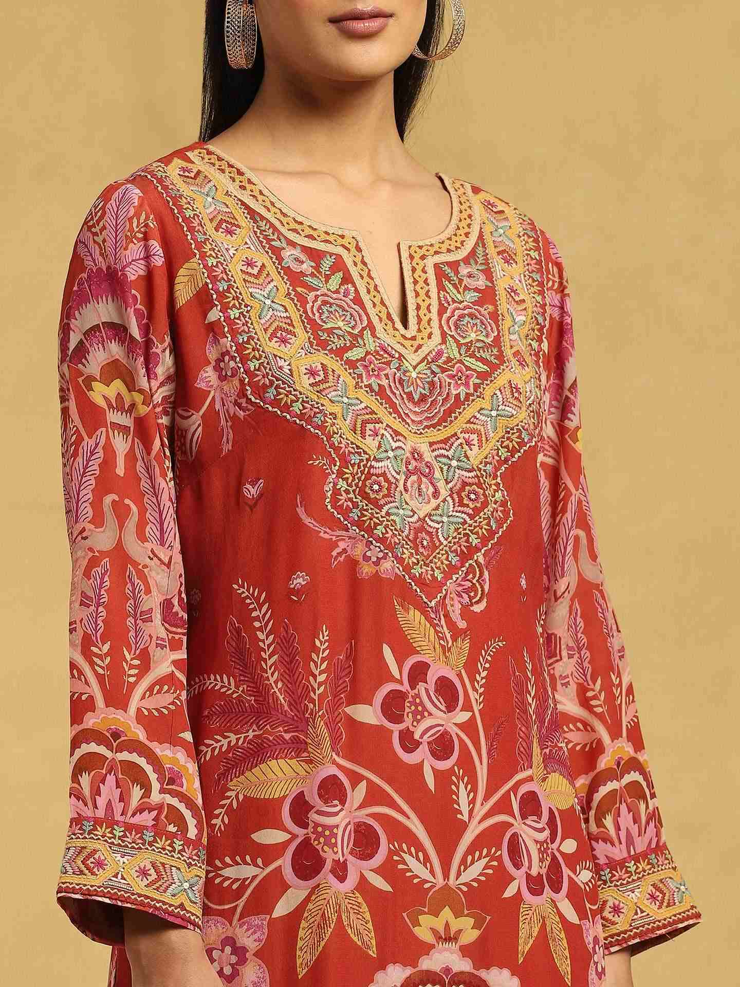 Rust Fantastica Chanderi Sharara Set