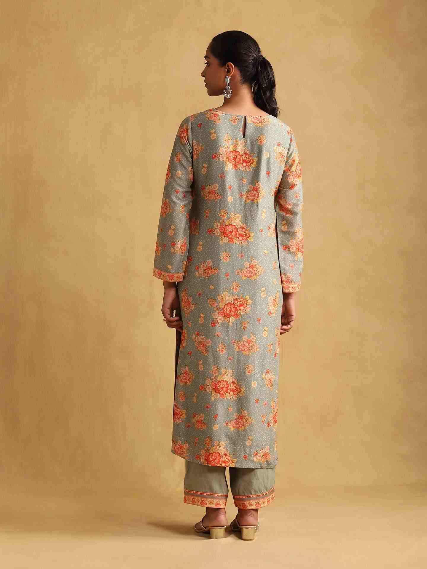 Green Ella Chanderi Suit Set