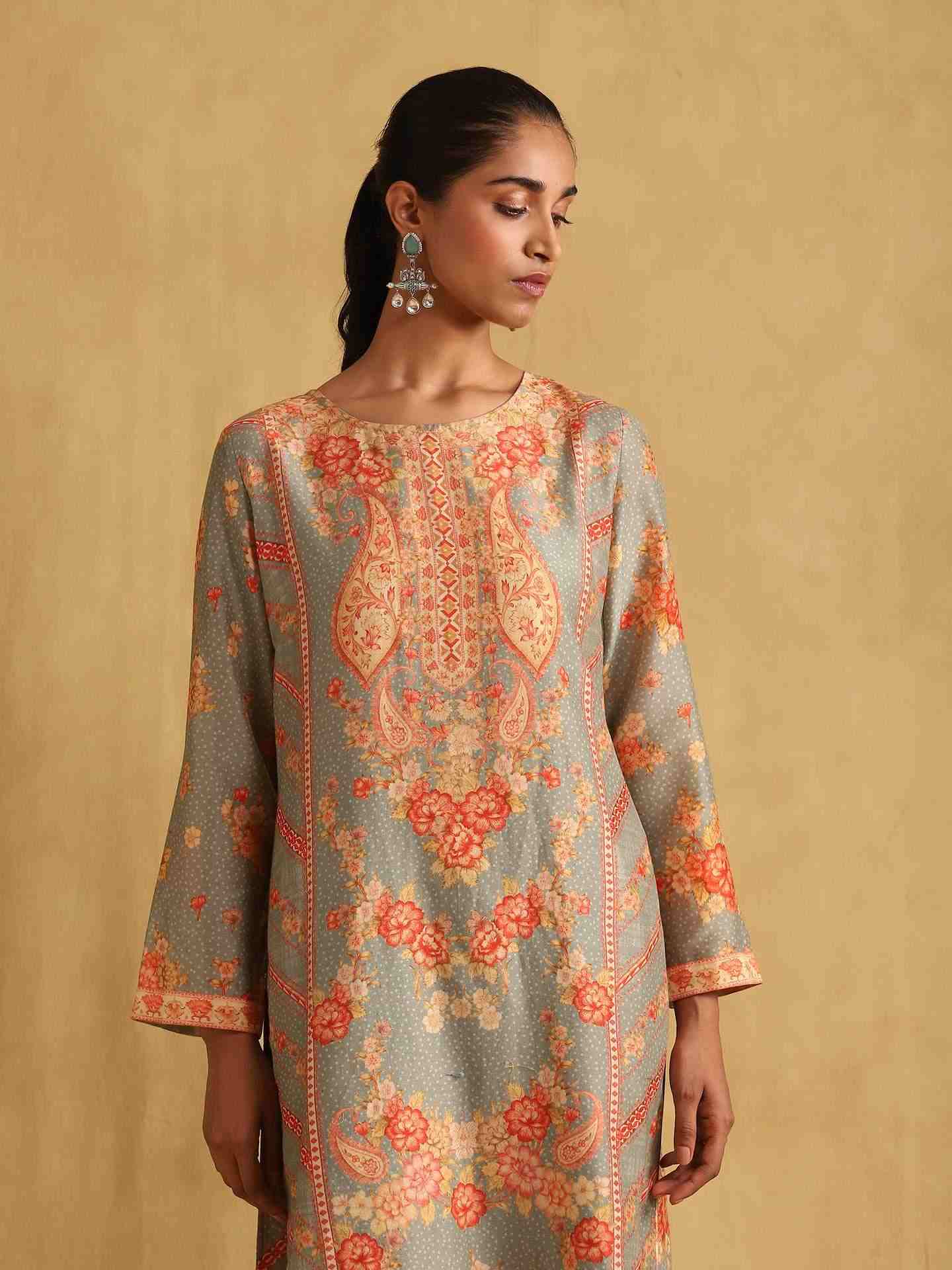 Green Ella Chanderi Suit Set