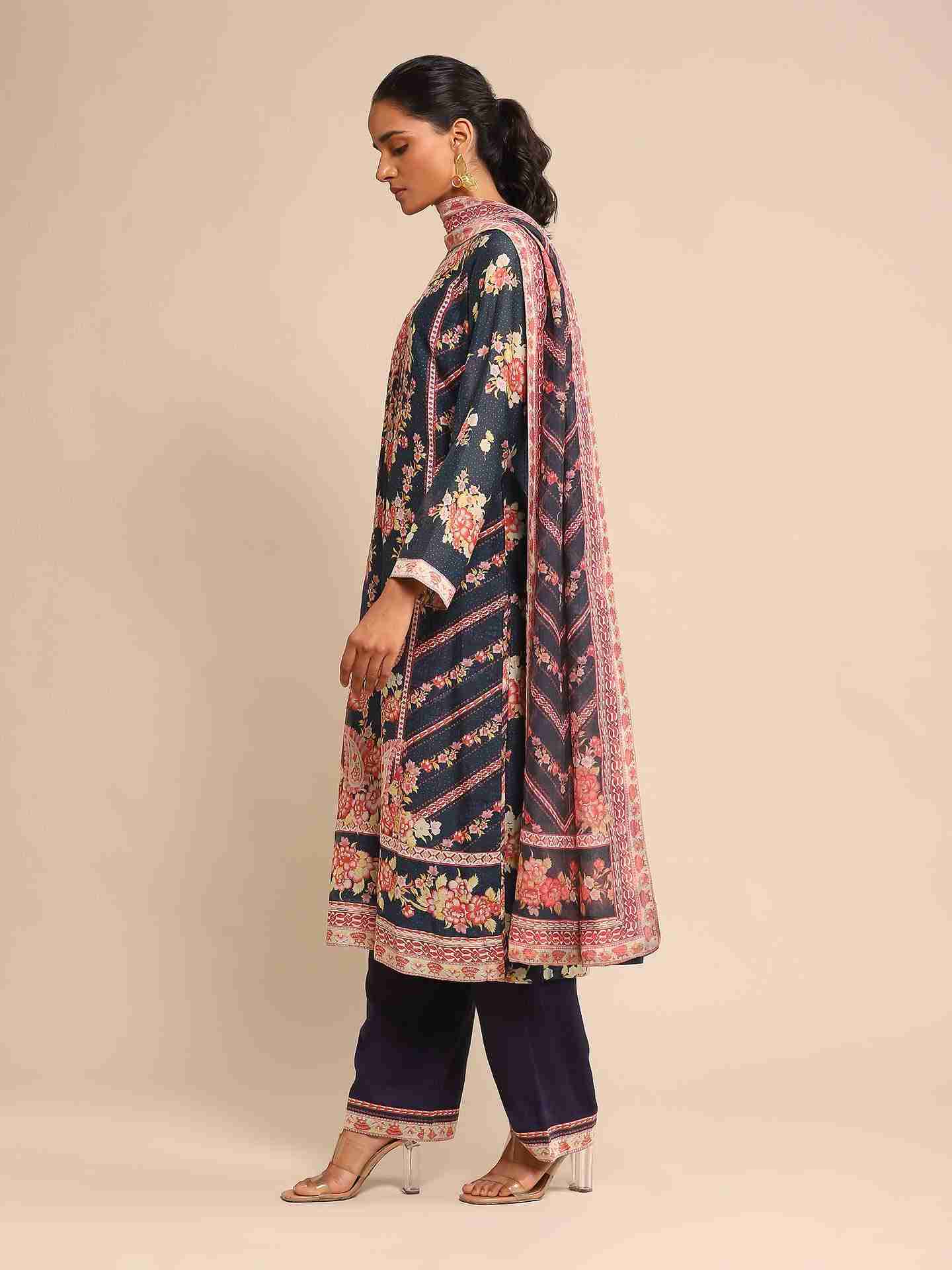 Navy Ella Chanderi Suit Set