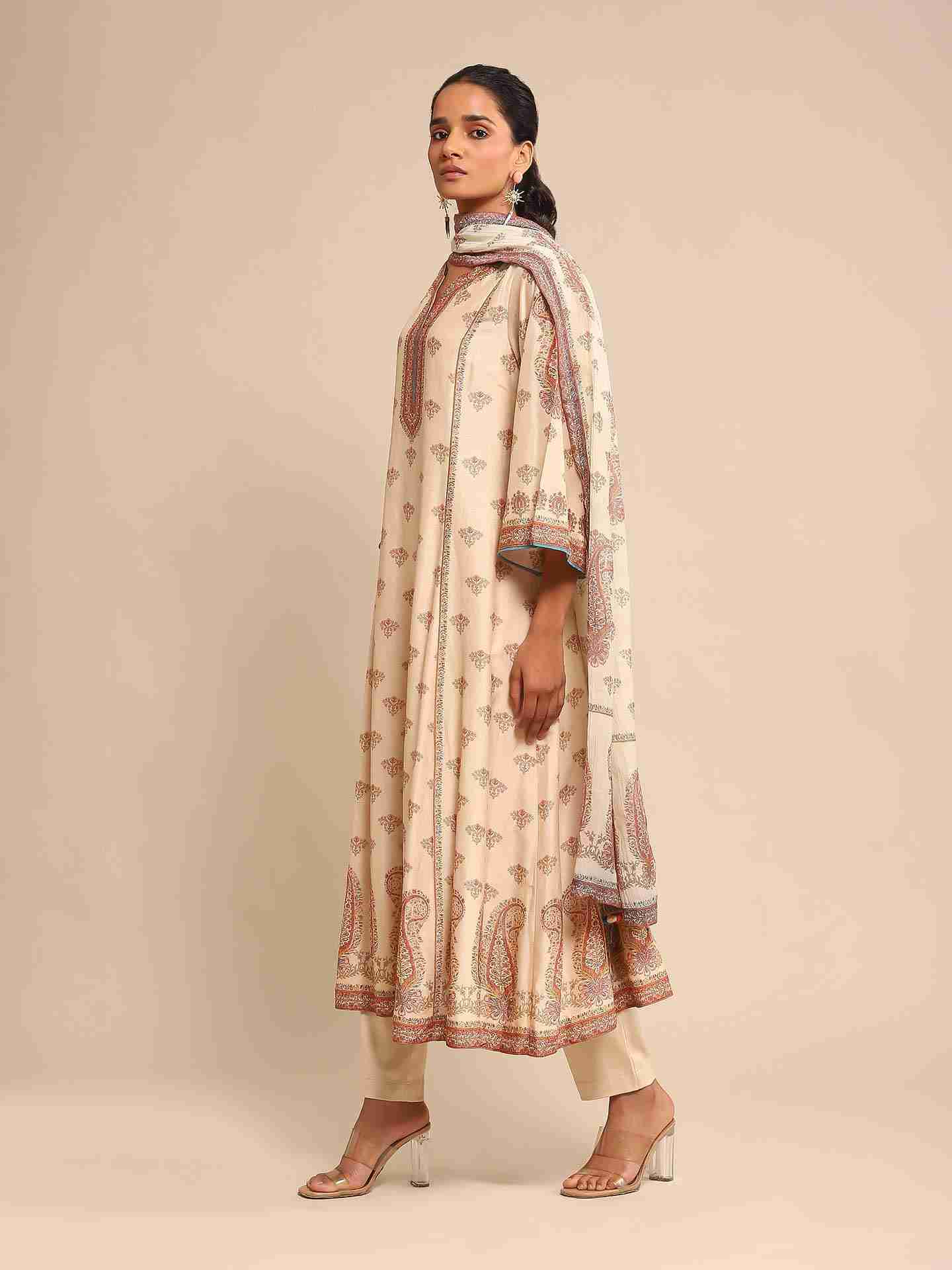Off White Chanderi Suit Set