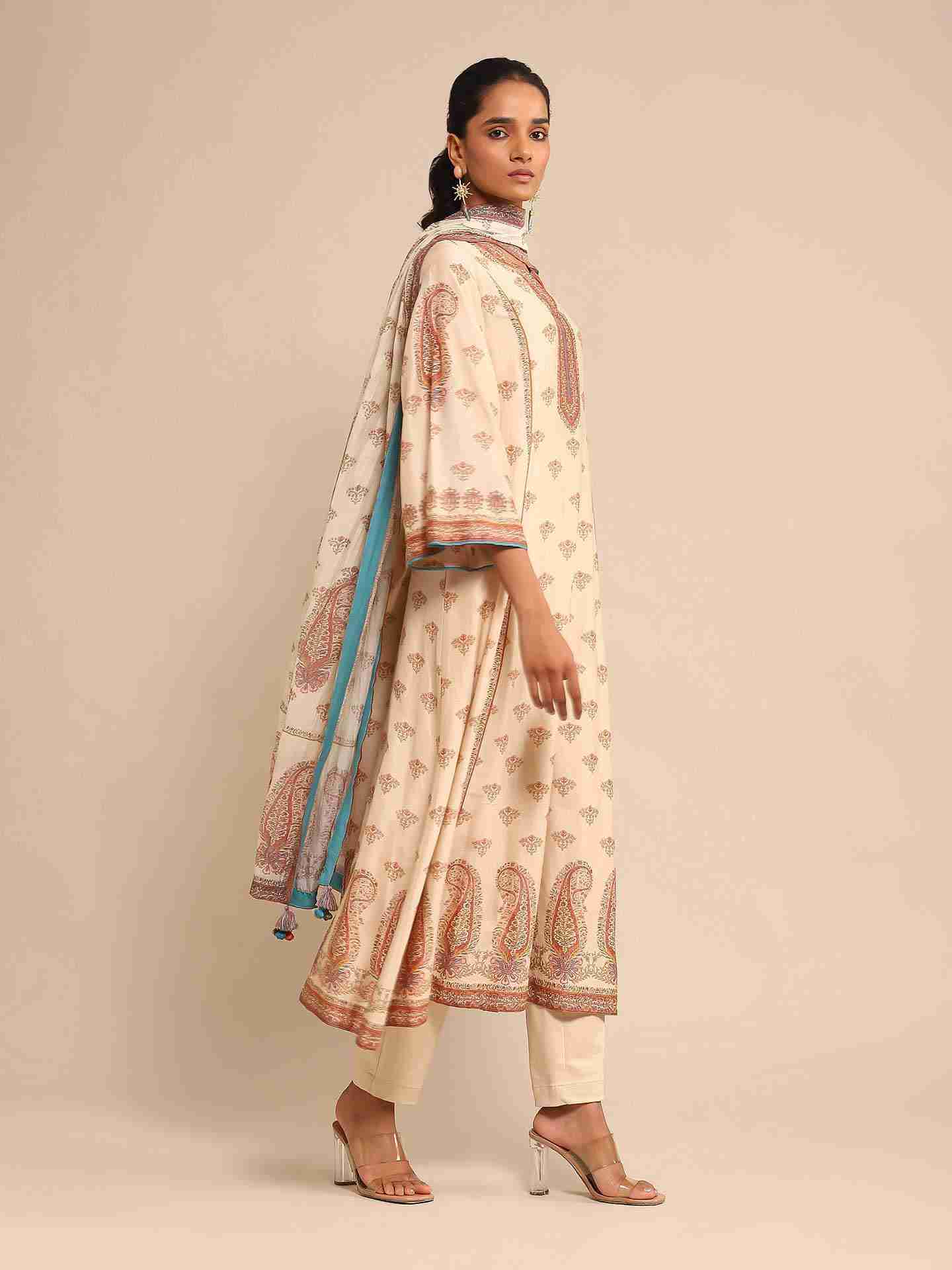 Off White Chanderi Suit Set