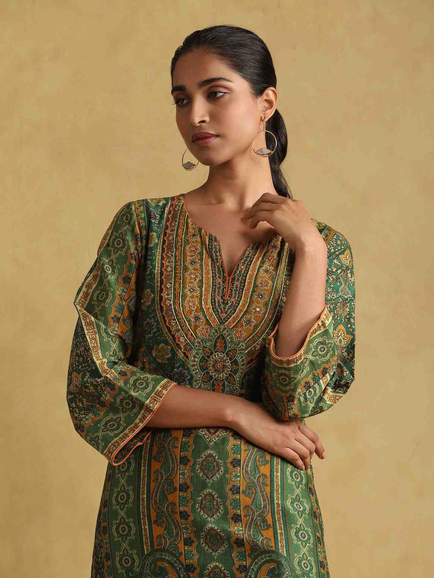 Green Meenakari Suit Set