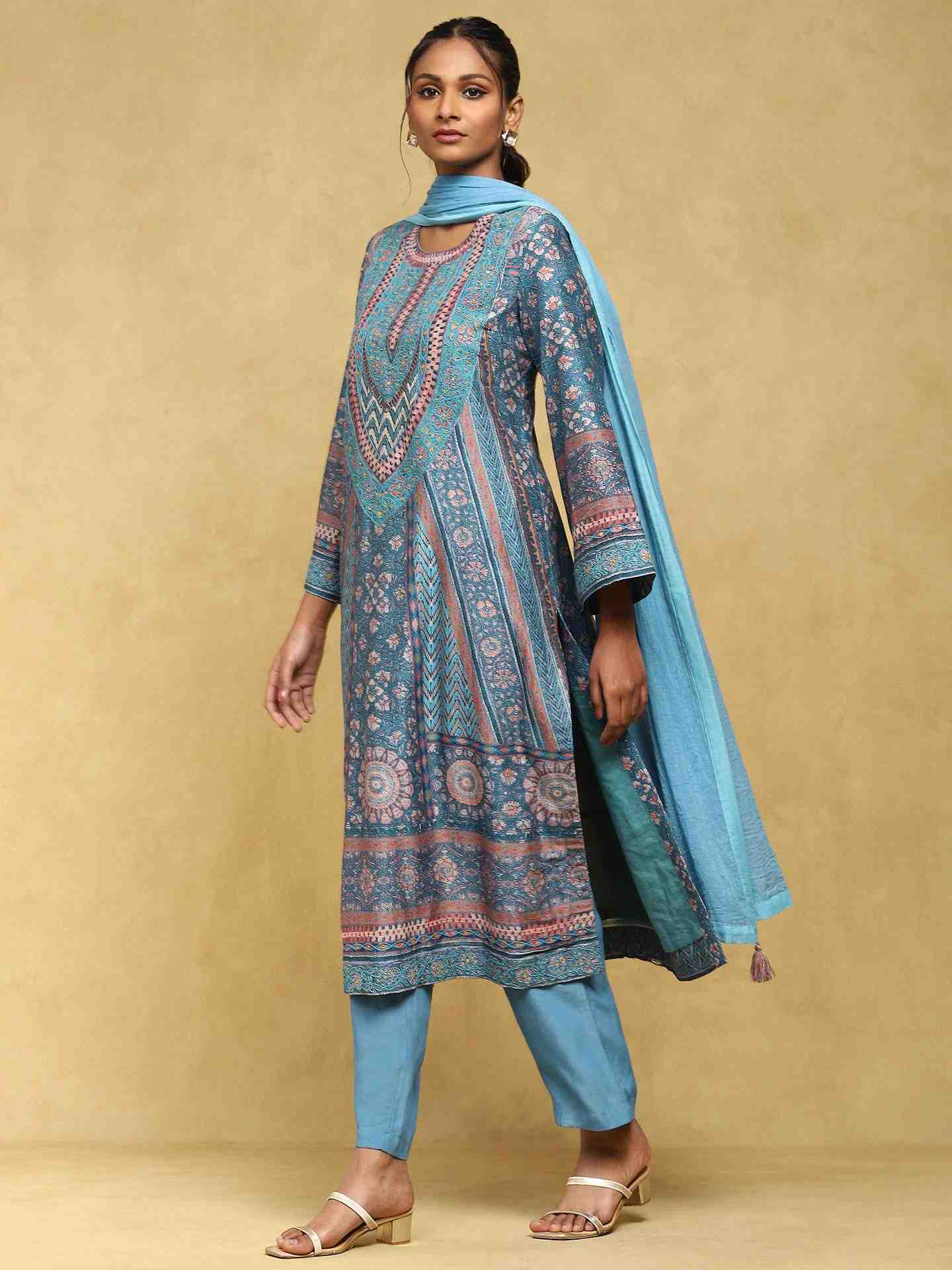 Blue Multan Crepe Suit Set