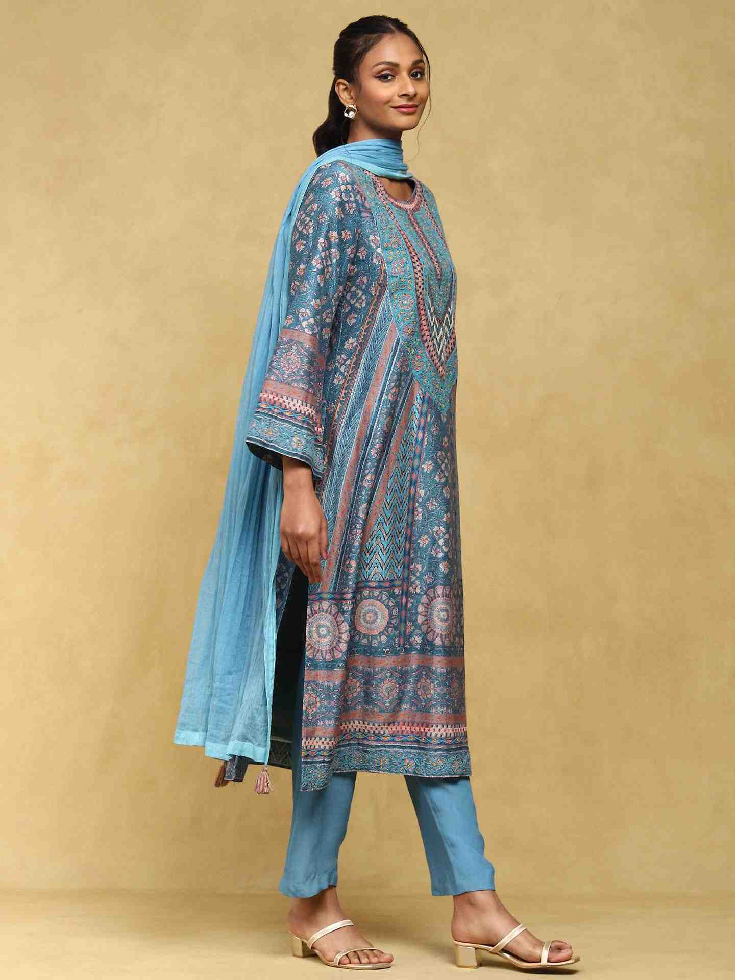 Blue Multan Crepe Suit Set