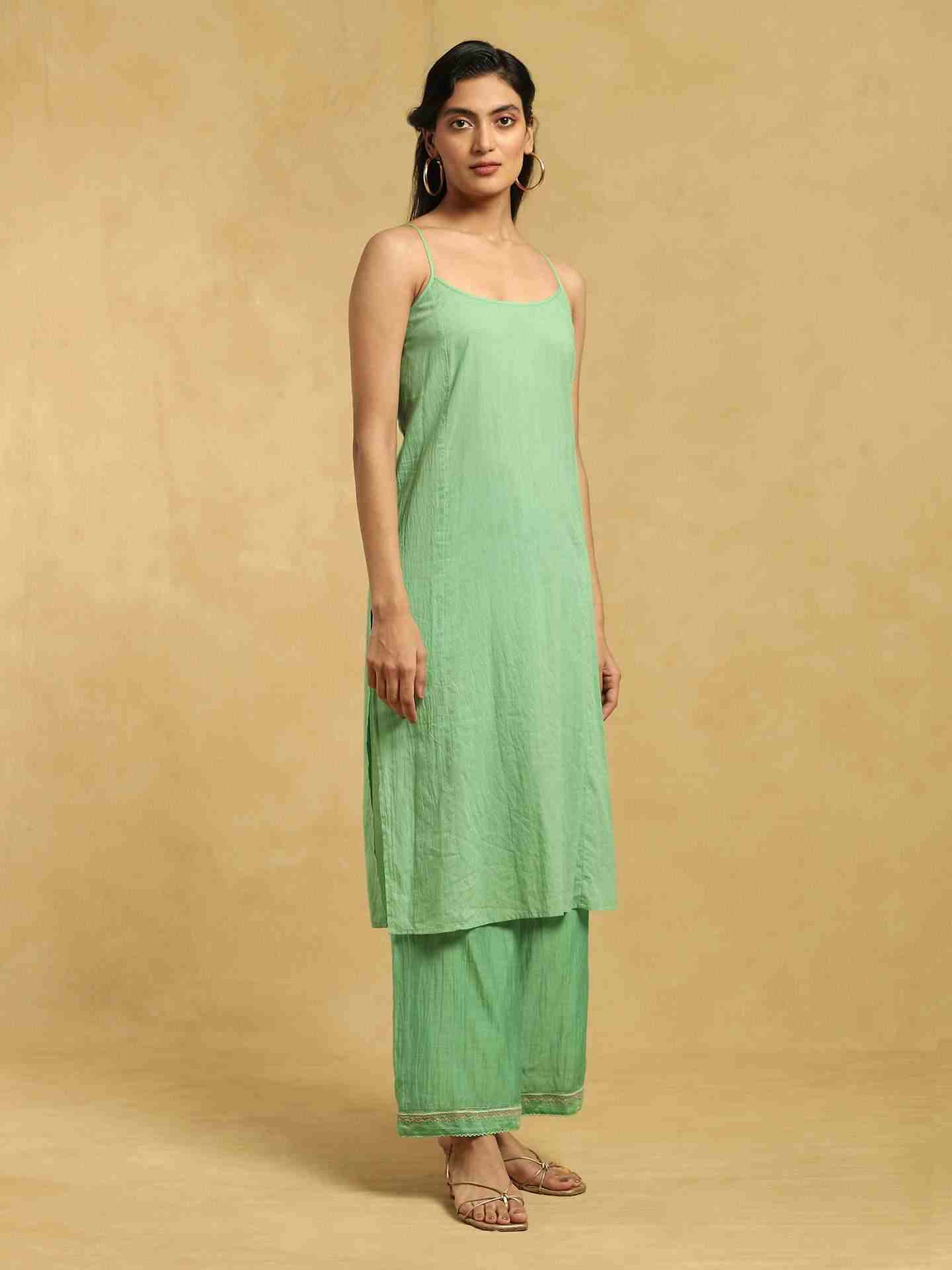 Green Emerald Chanderi Suit Set