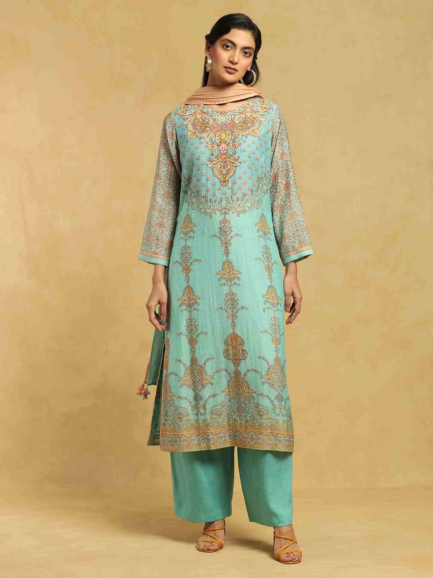 Aqua Ashoka Chanderi Suit Set