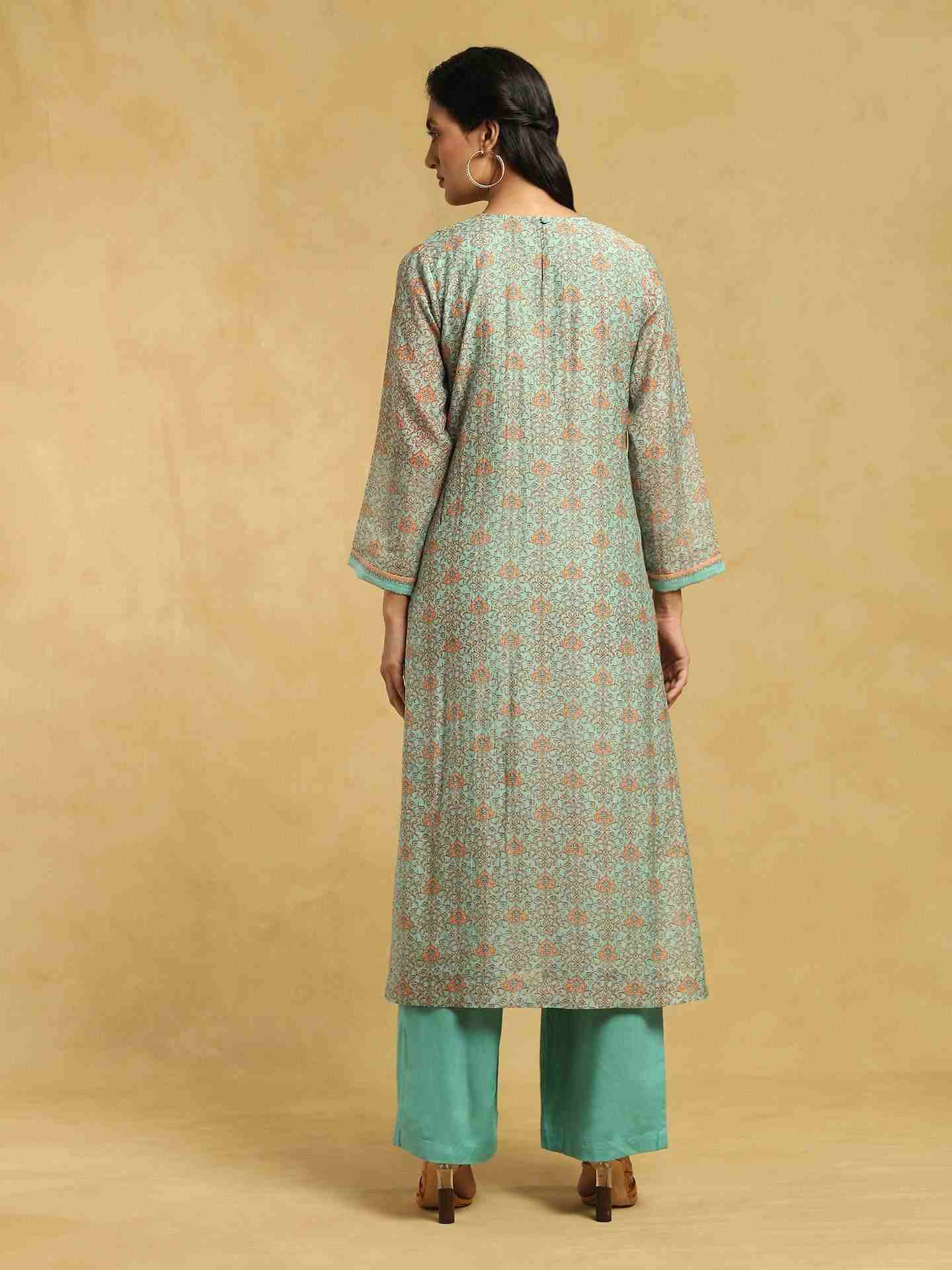 Aqua Ashoka Chanderi Suit Set