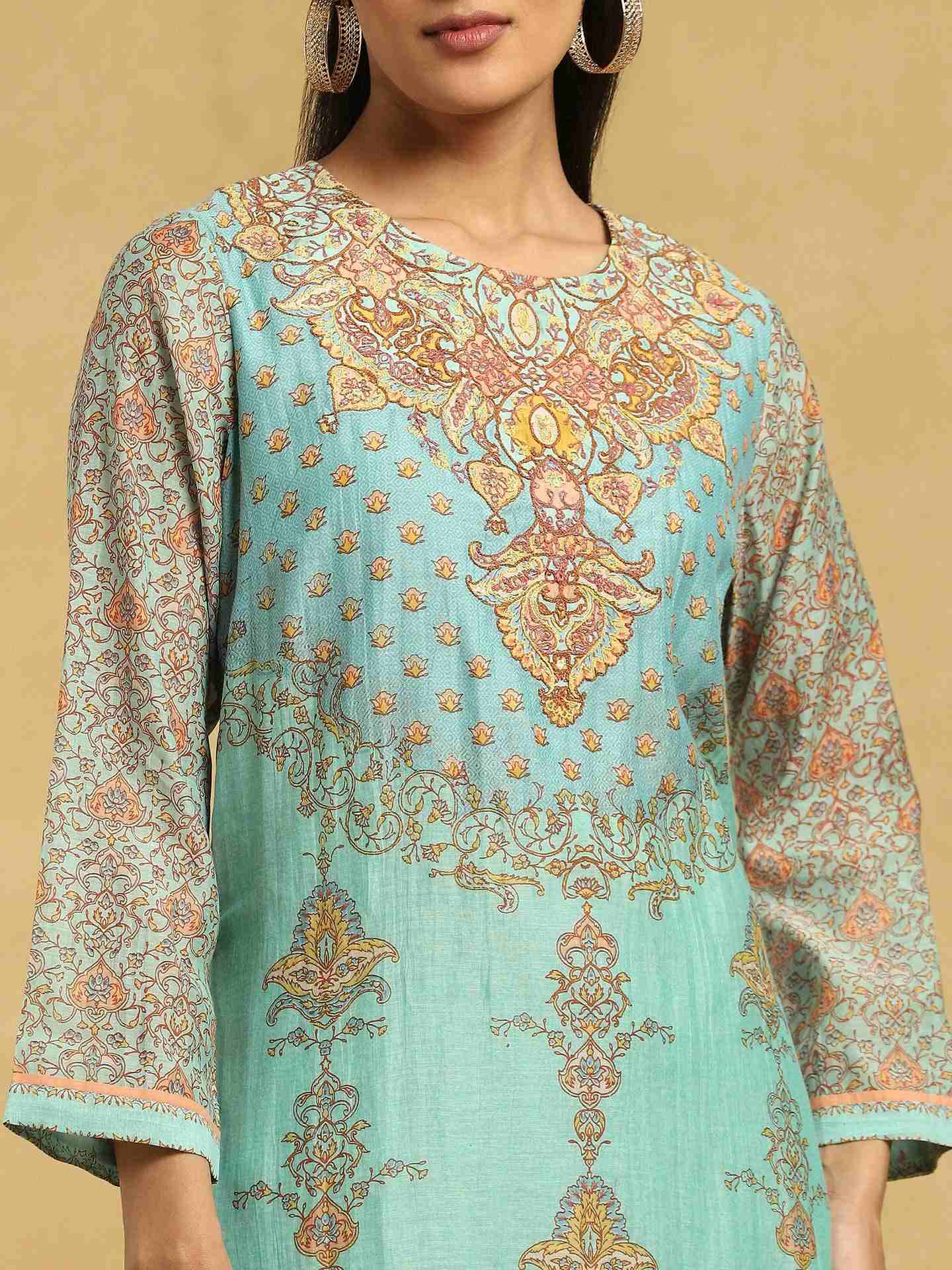 Aqua Ashoka Chanderi Suit Set