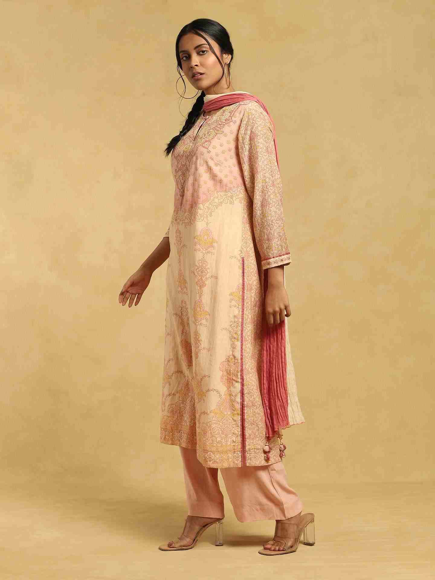 Beige Ashoka Chanderi Suit Set
