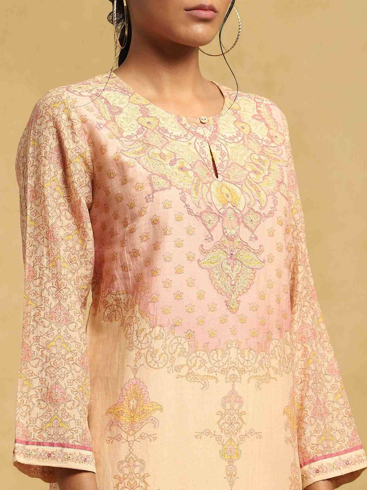 Beige Ashoka Chanderi Suit Set