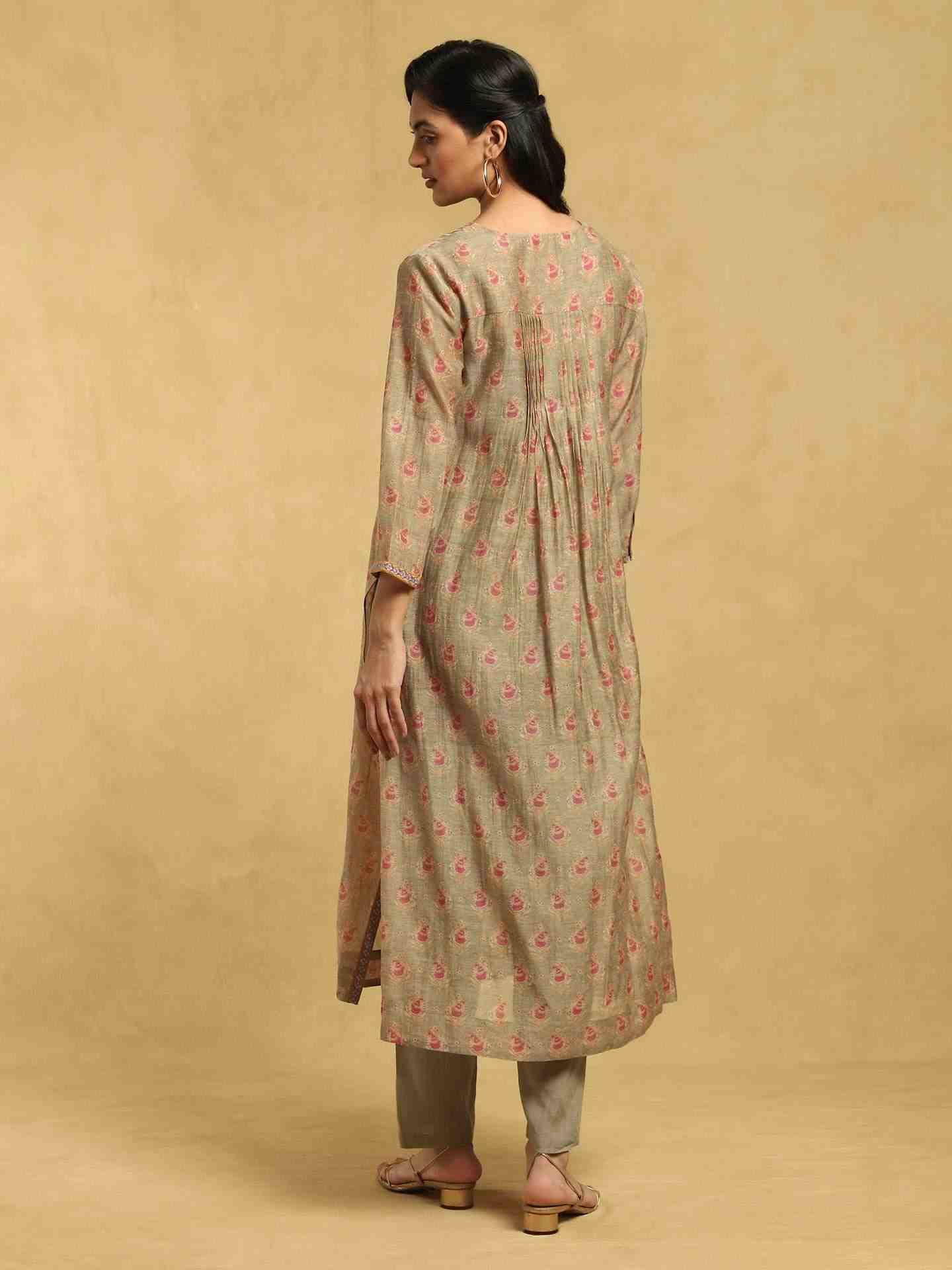 Olive Bulbul Chanderi Suit Set