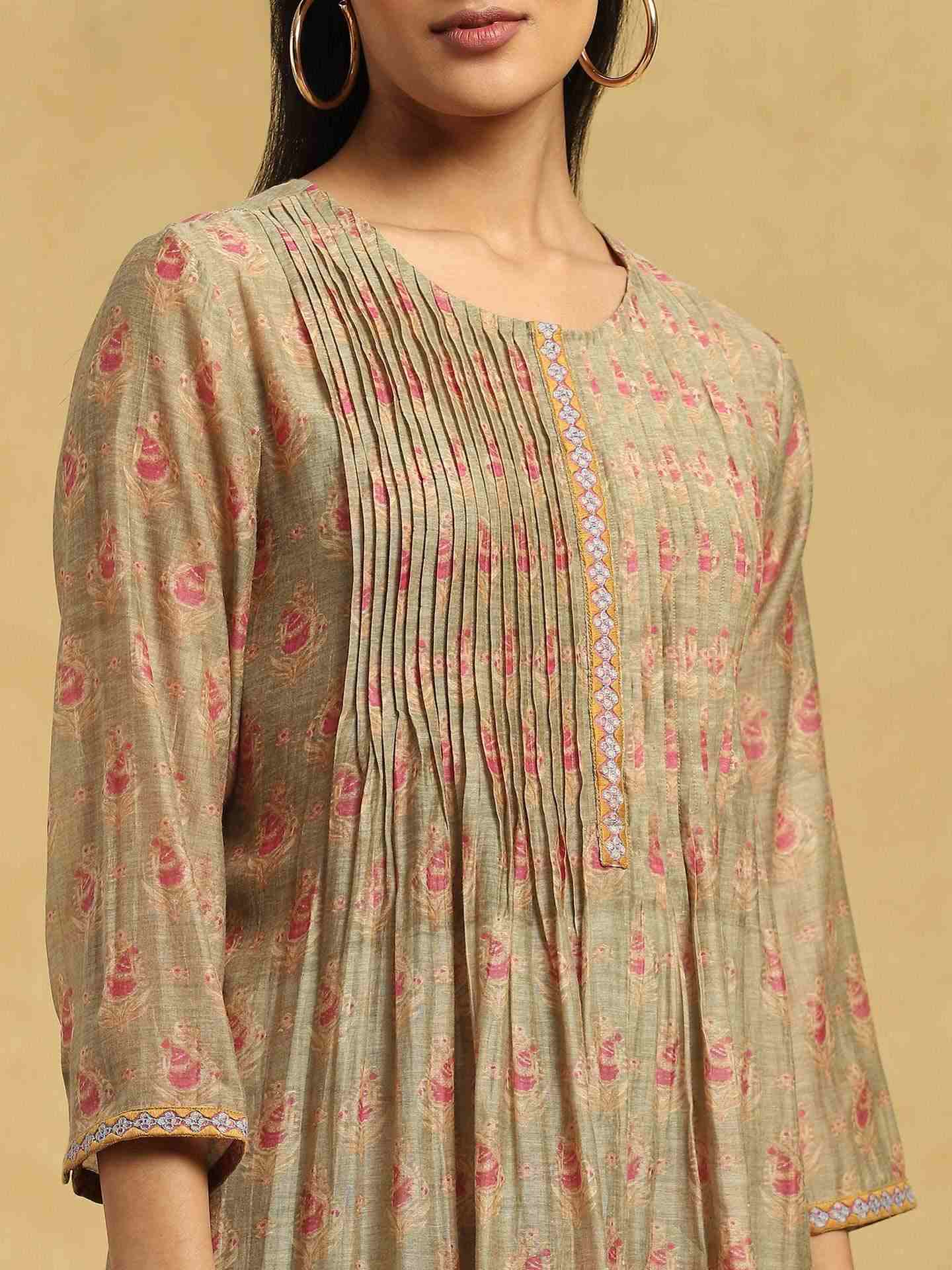 Olive Bulbul Chanderi Suit Set