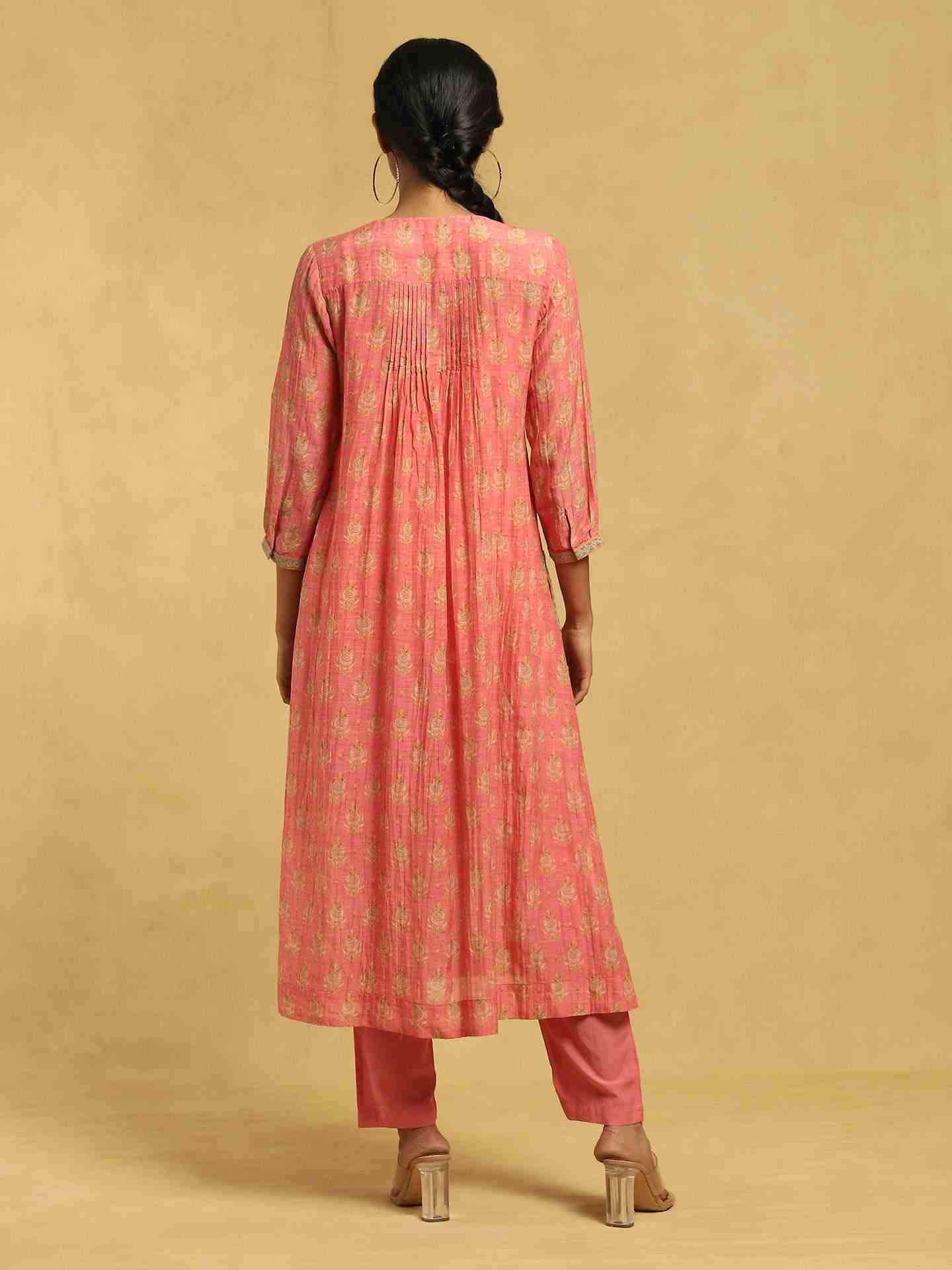 Peach Bulbul Chanderi Suit Set