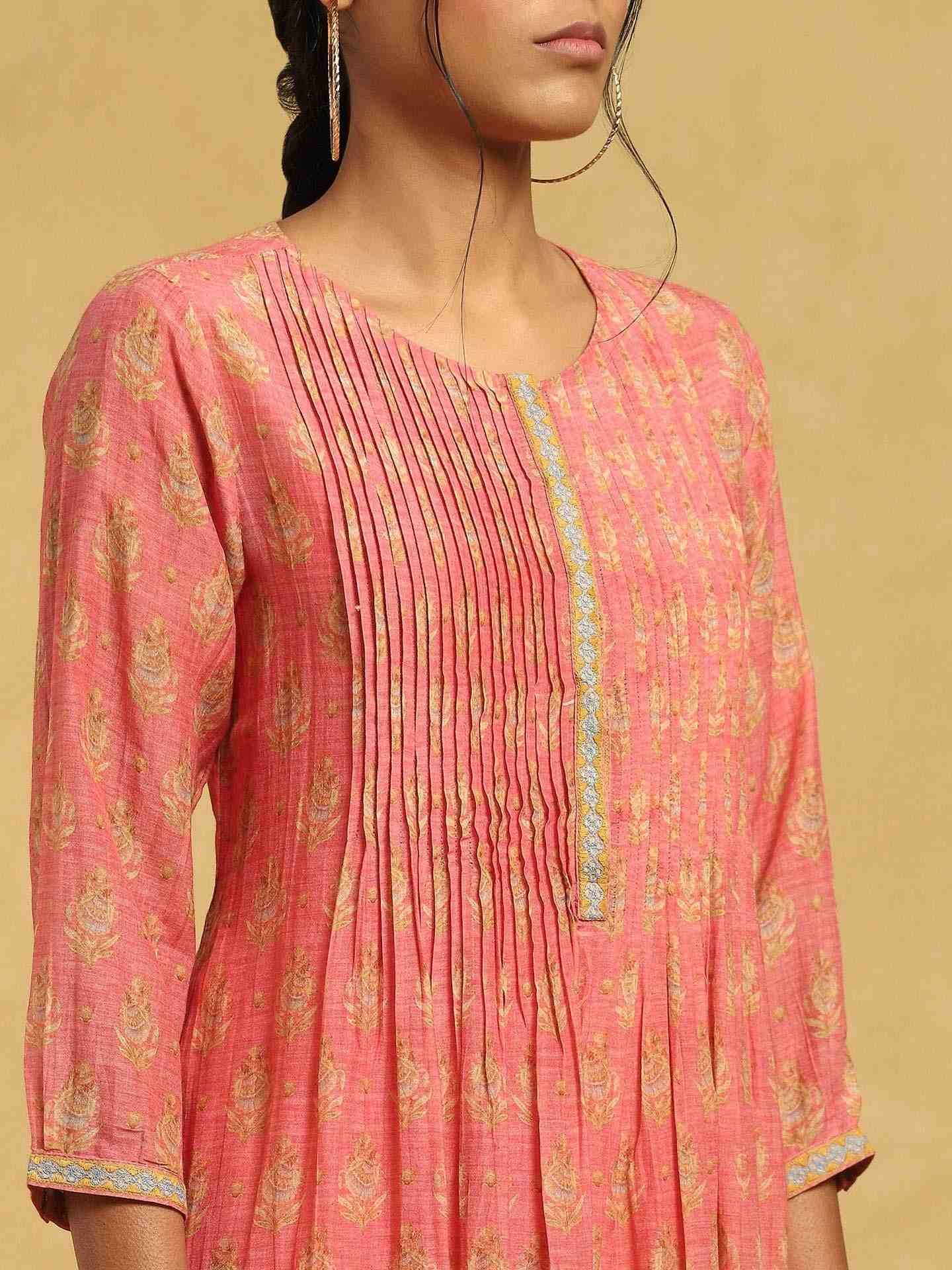 Peach Bulbul Chanderi Suit Set