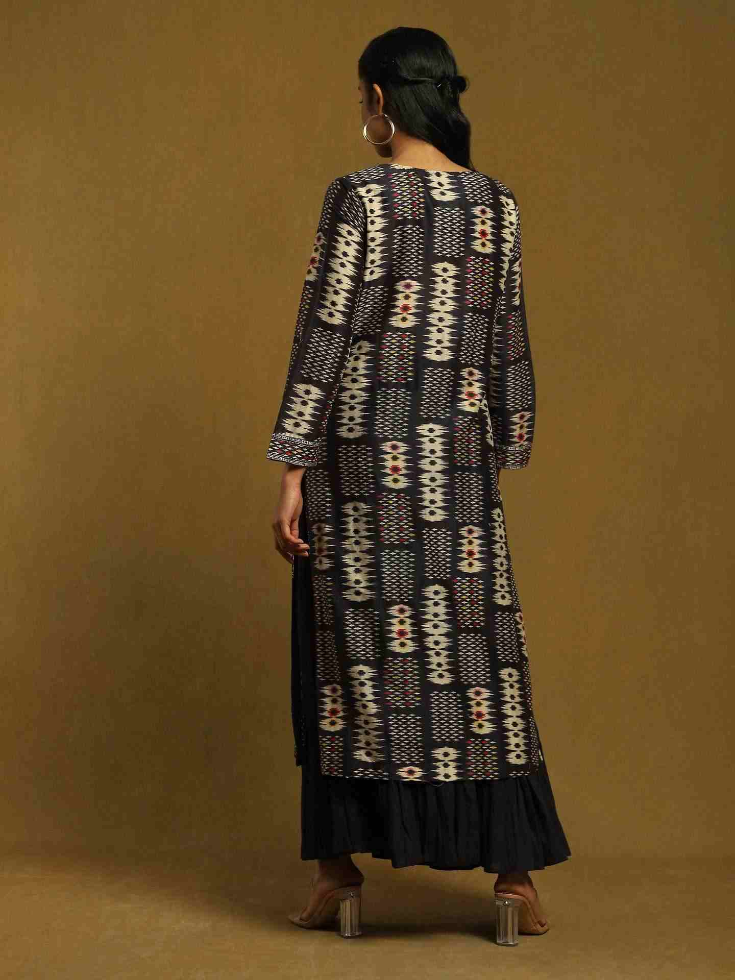 Black Glitch Chanderi Sharara Set