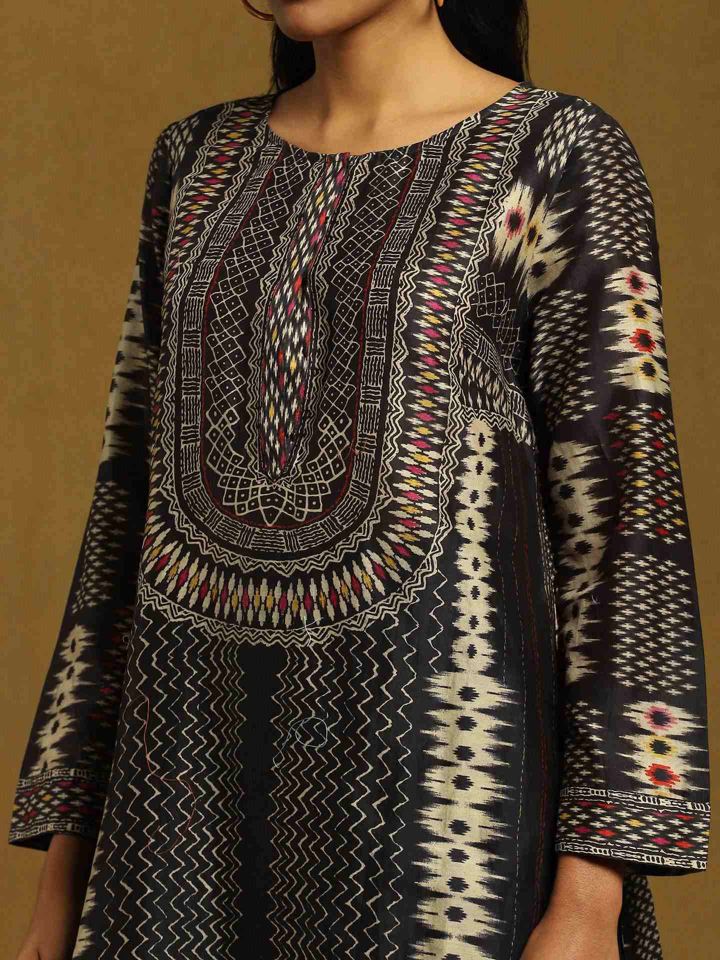 Black Glitch Chanderi Sharara Set