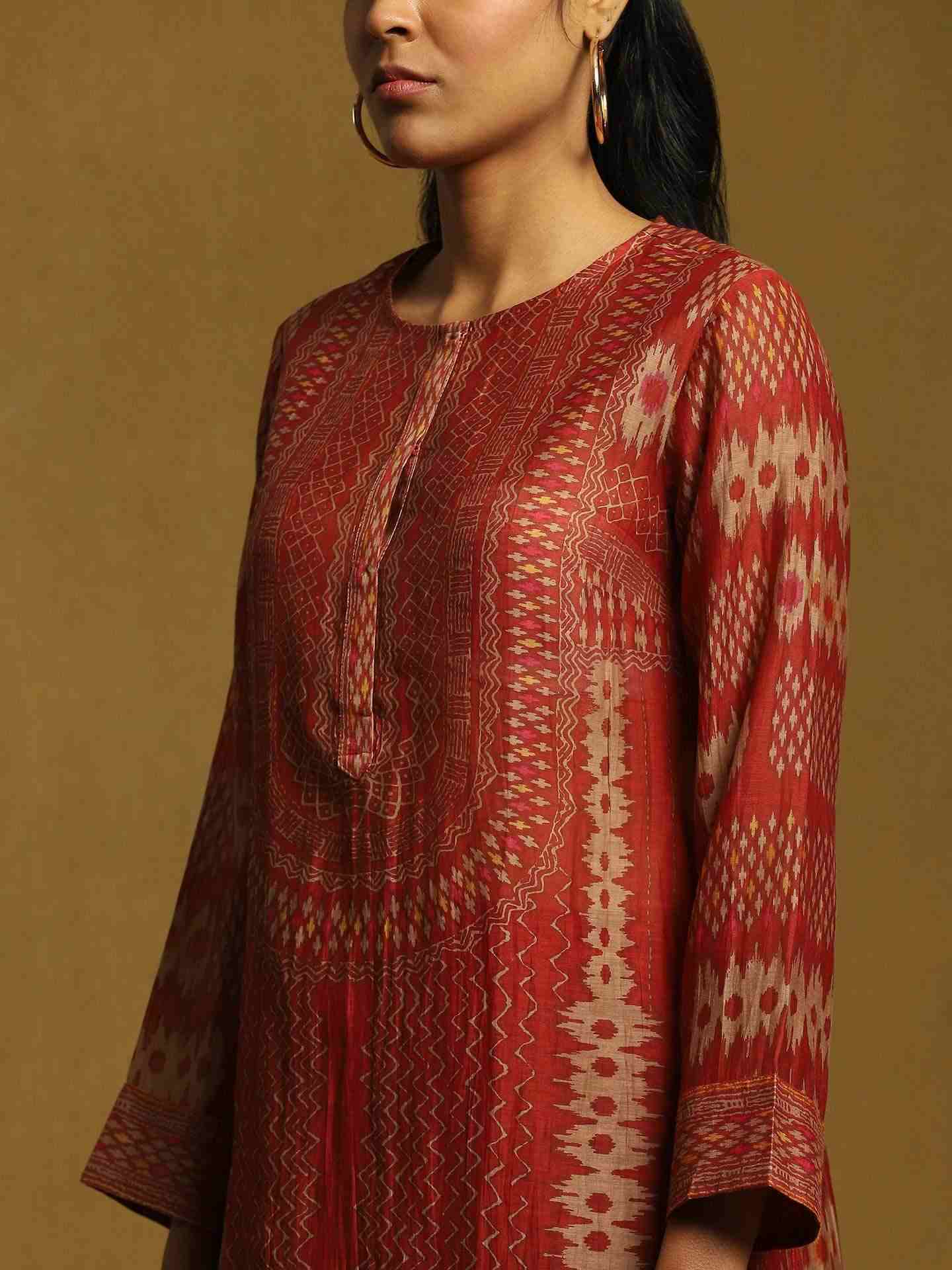 Rust Glitch Chanderi Sharara Set