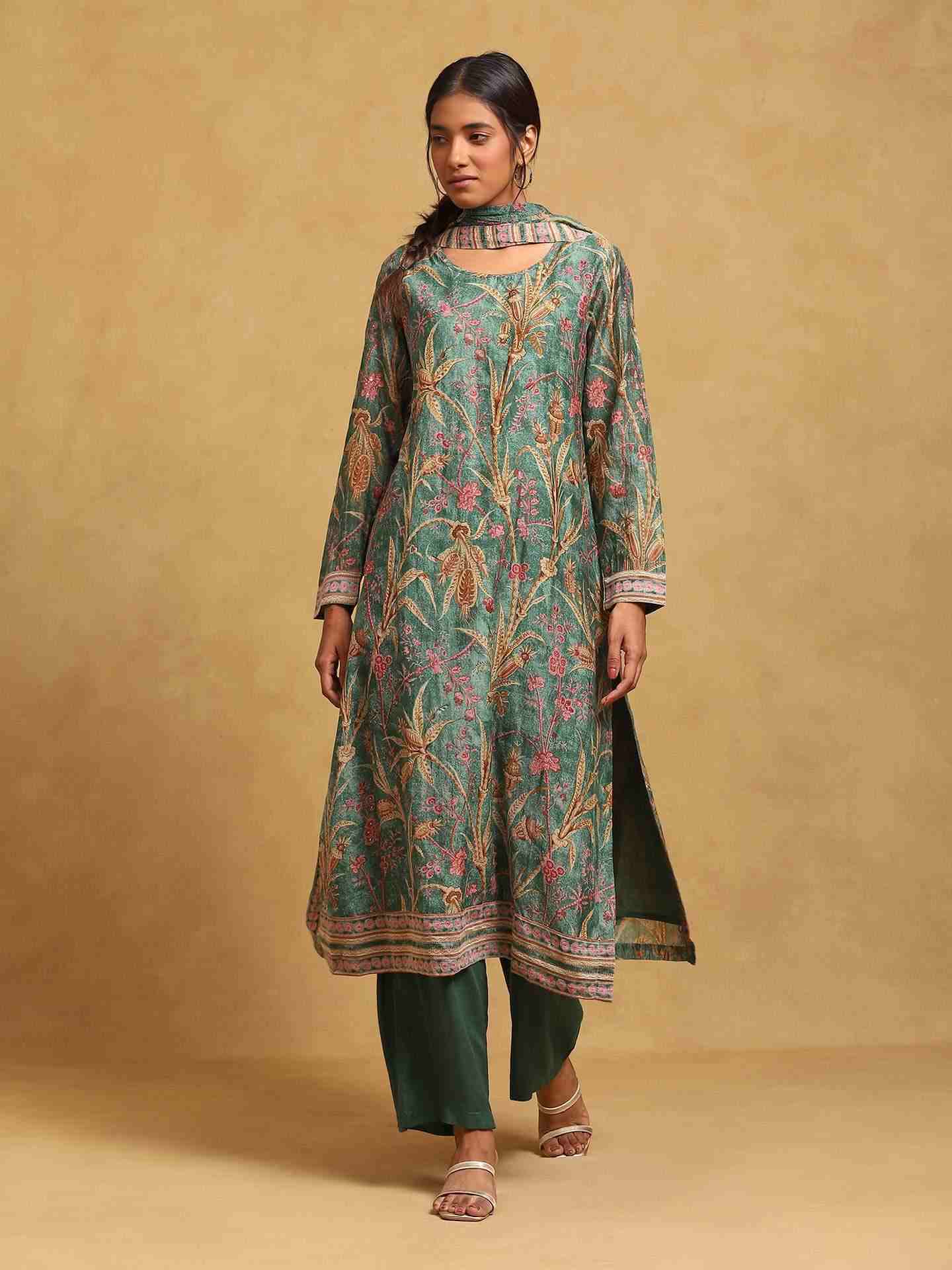 Green Julia Chanderi Suit Set
