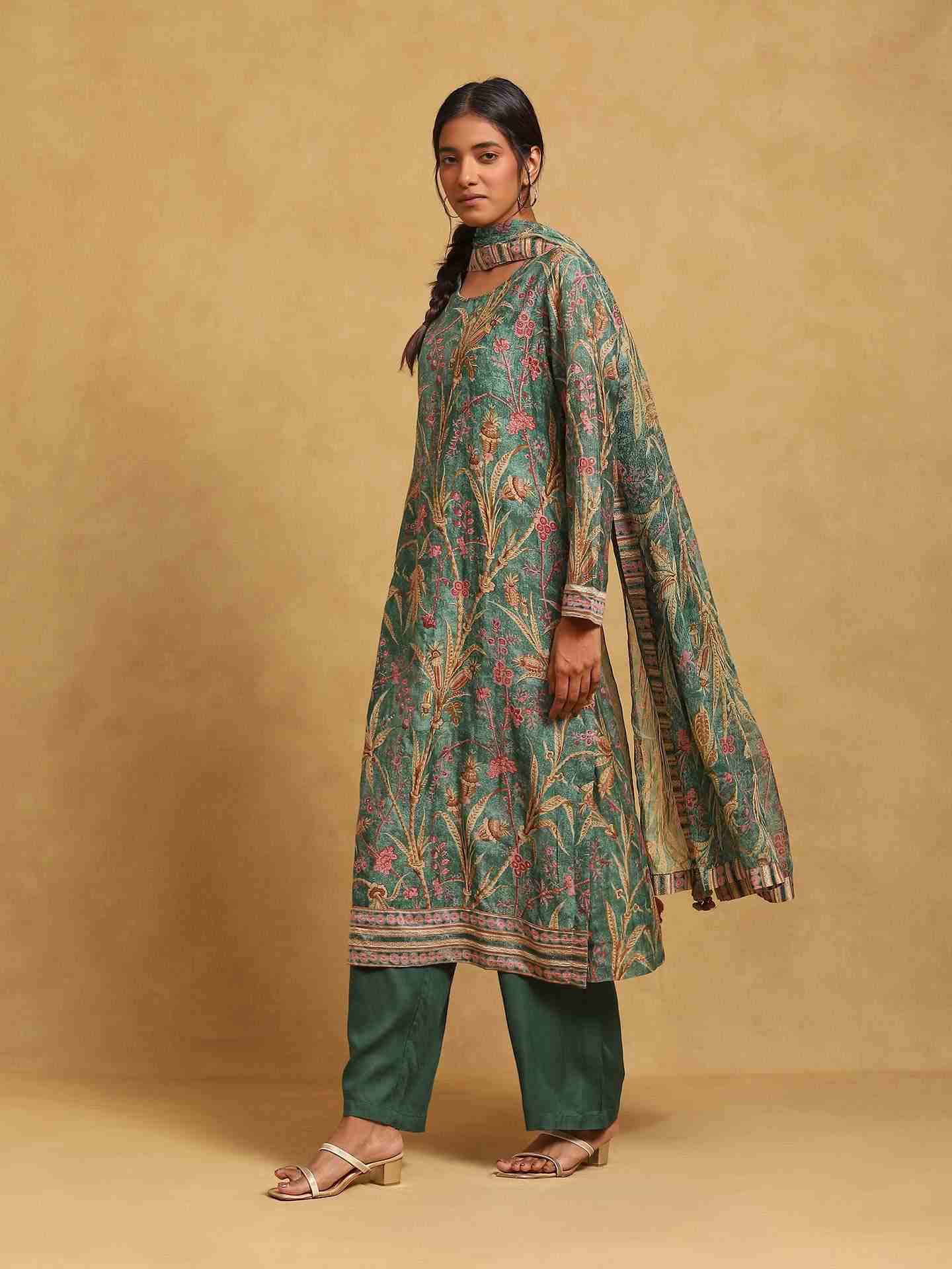 Green Julia Chanderi Suit Set
