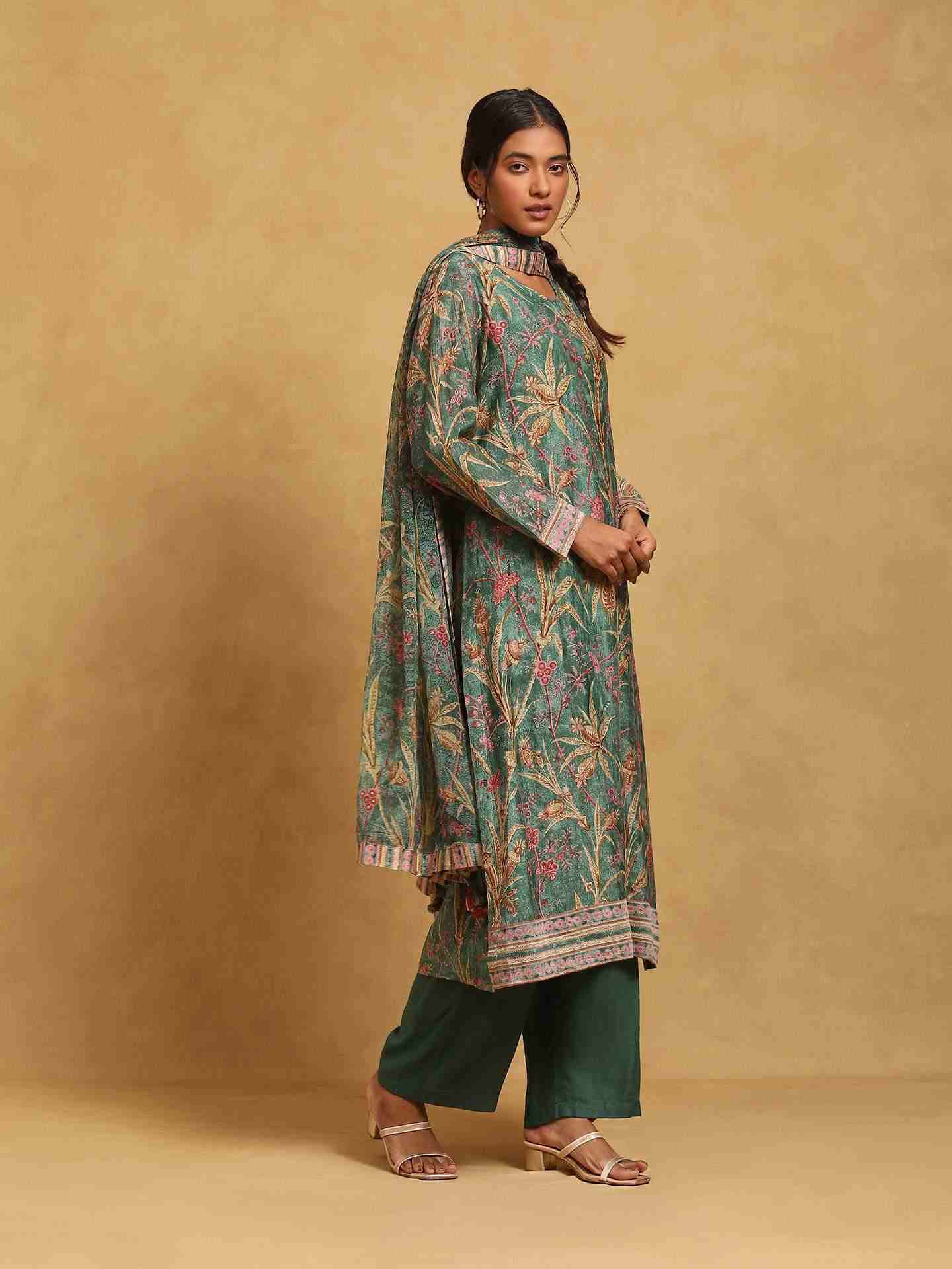 Green Julia Chanderi Suit Set