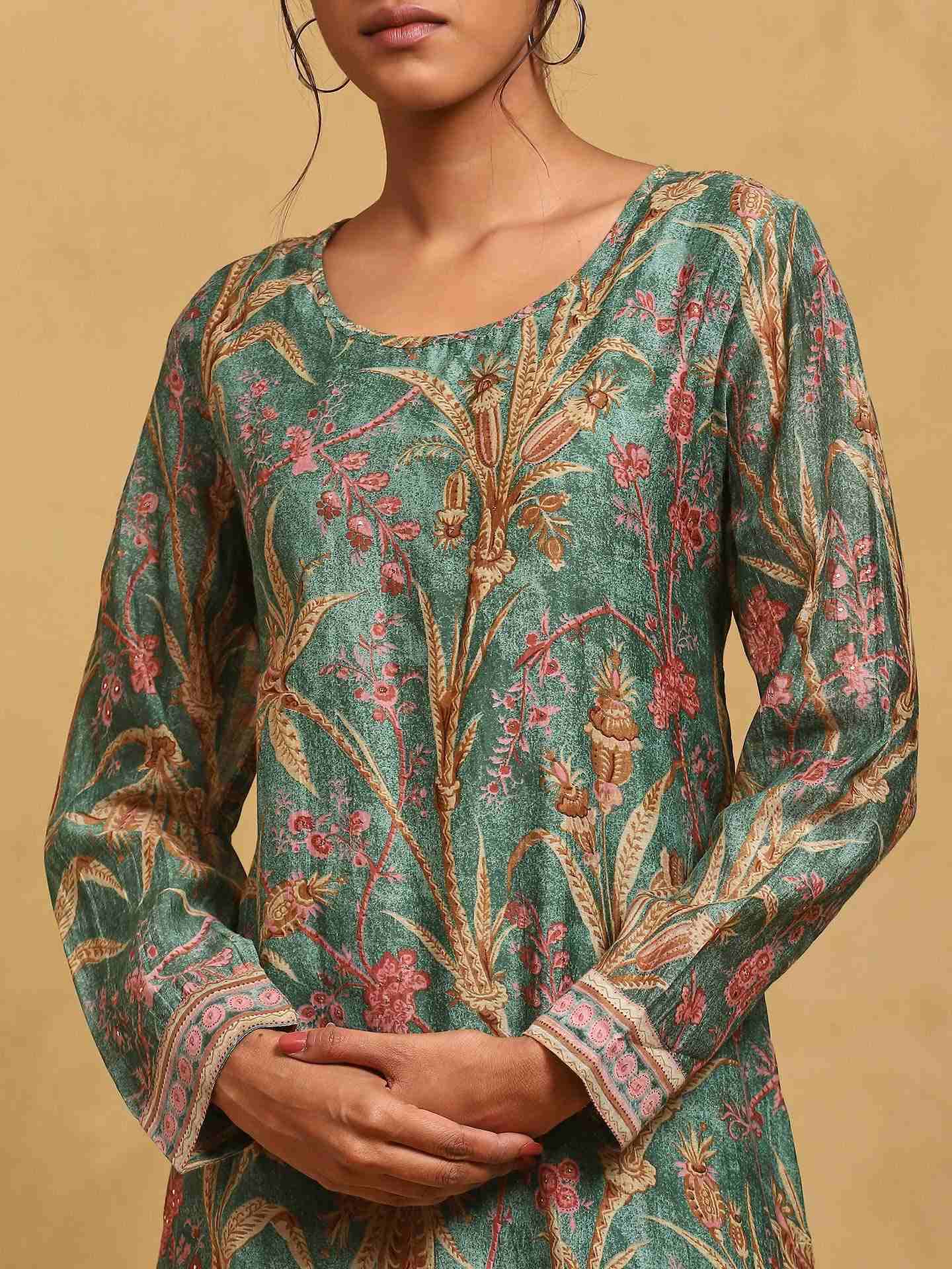 Green Julia Chanderi Suit Set
