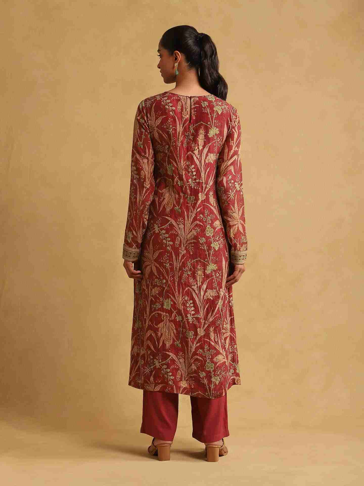Wine Julia Chanderi Suit Set