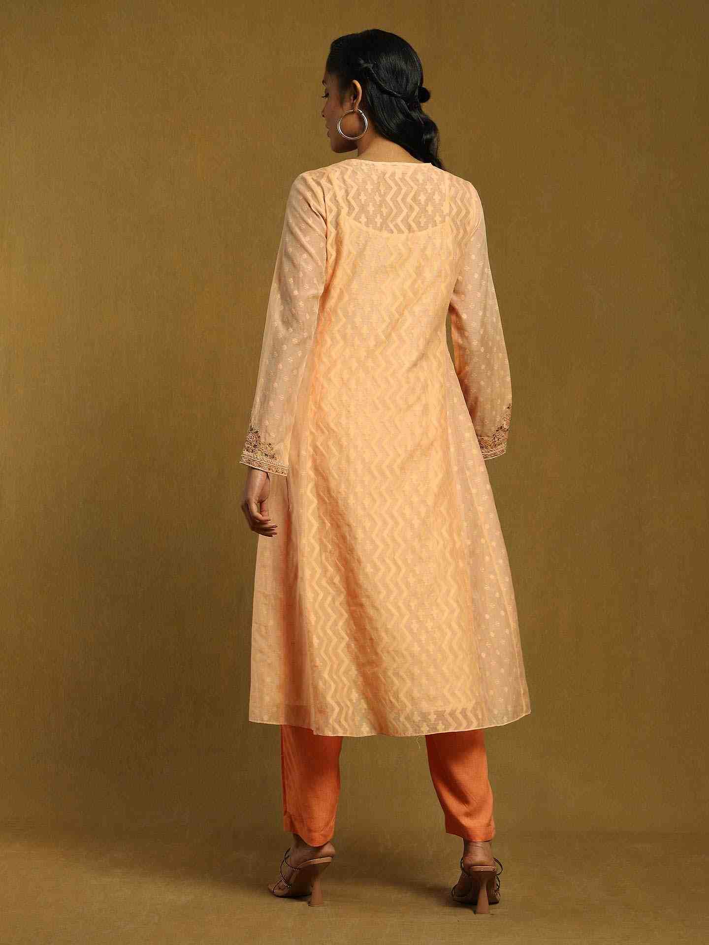 Peach Baadal Chanderi Suit Set
