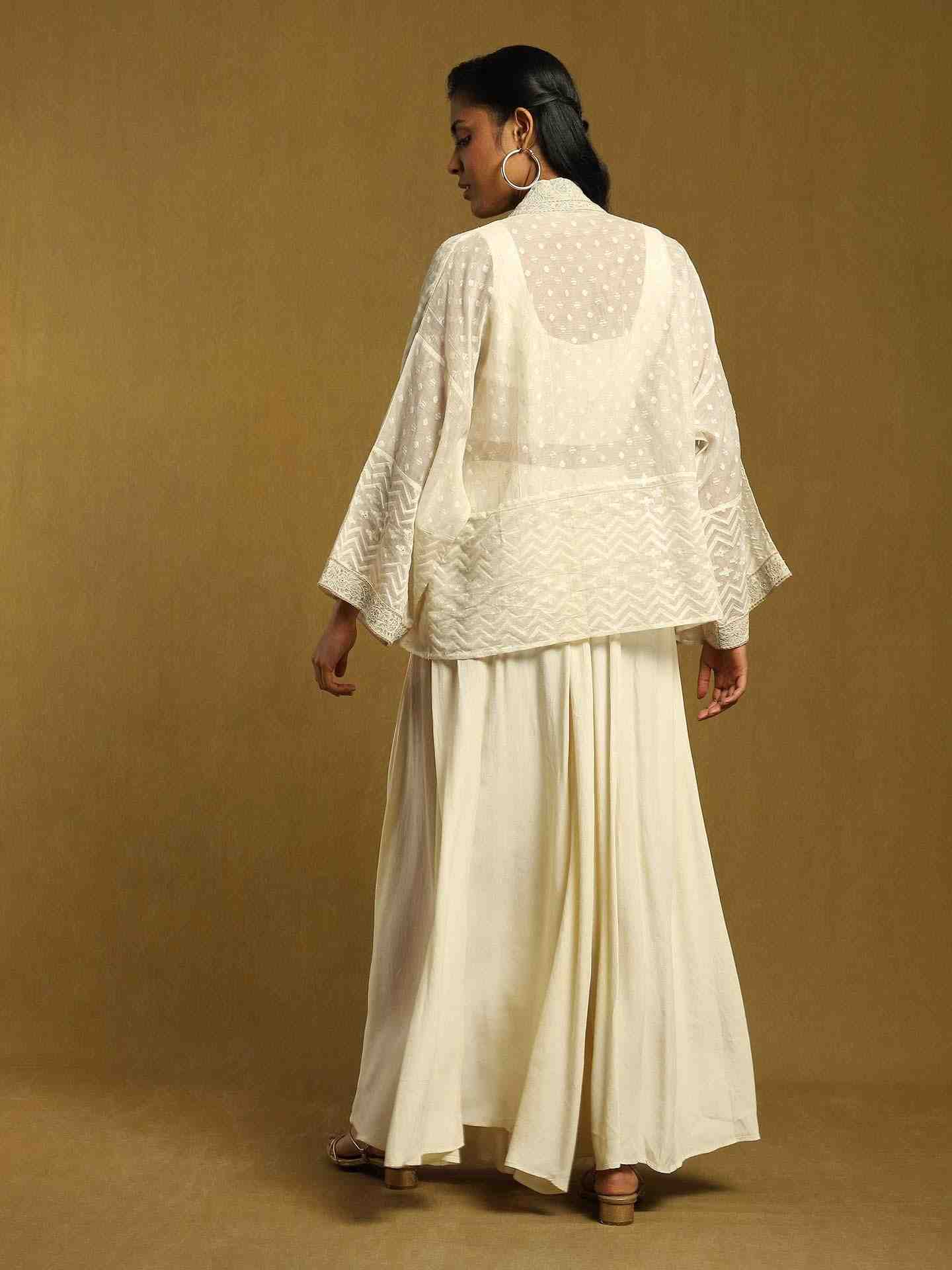 Off White Baadal Chanderi Ensemble