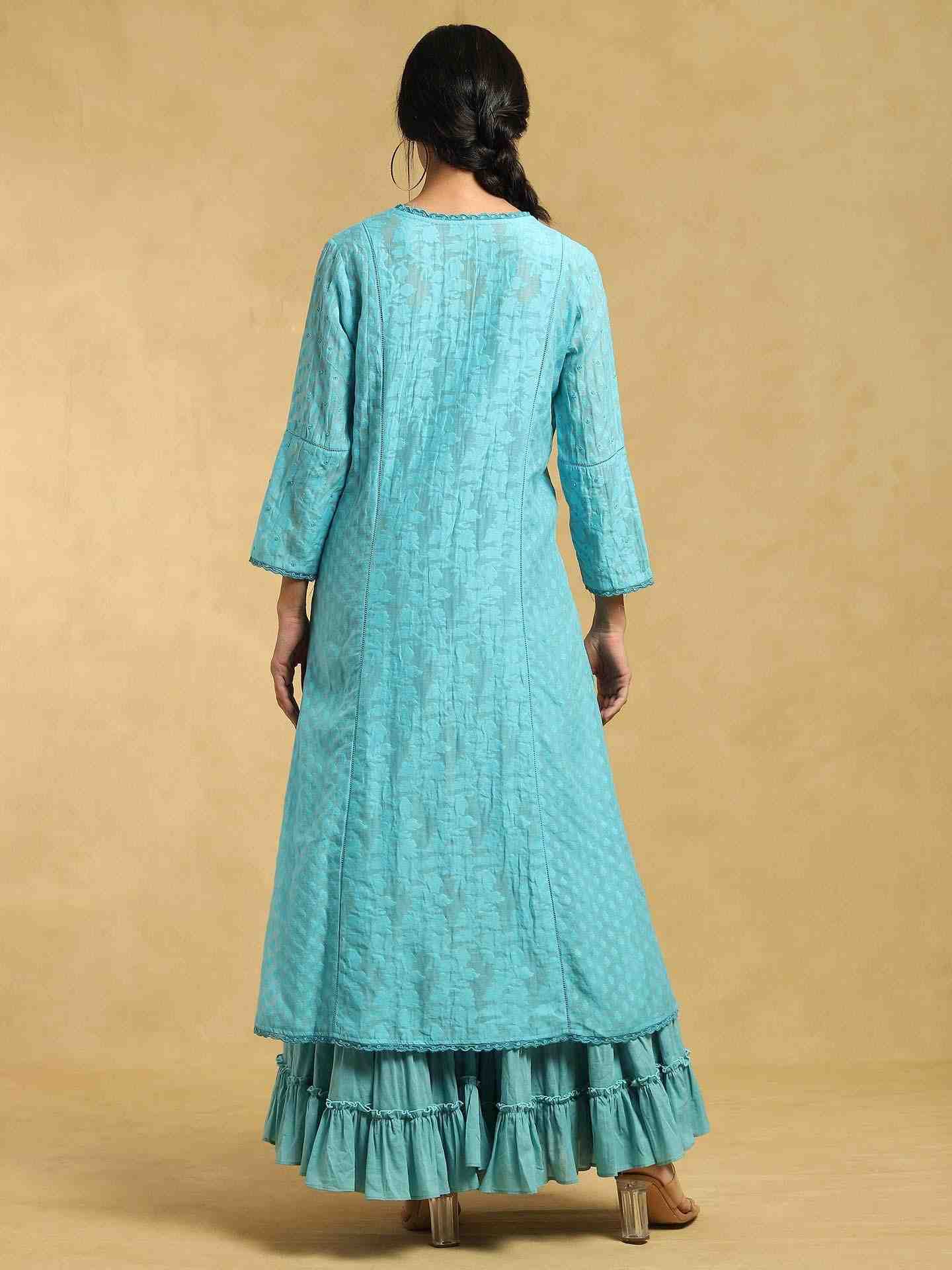 Blue Baadal Chanderi Sharara Set