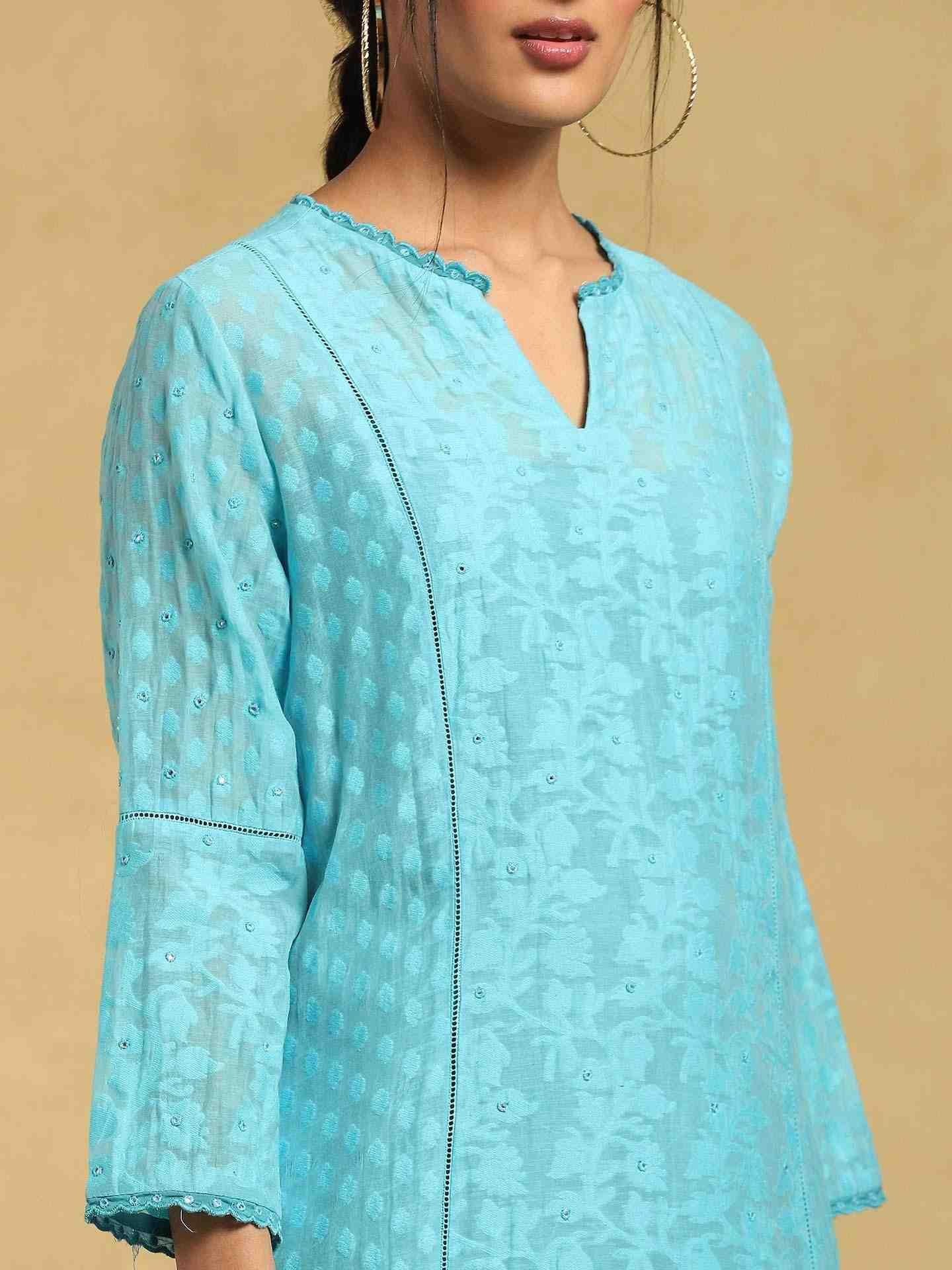 Blue Baadal Chanderi Sharara Set
