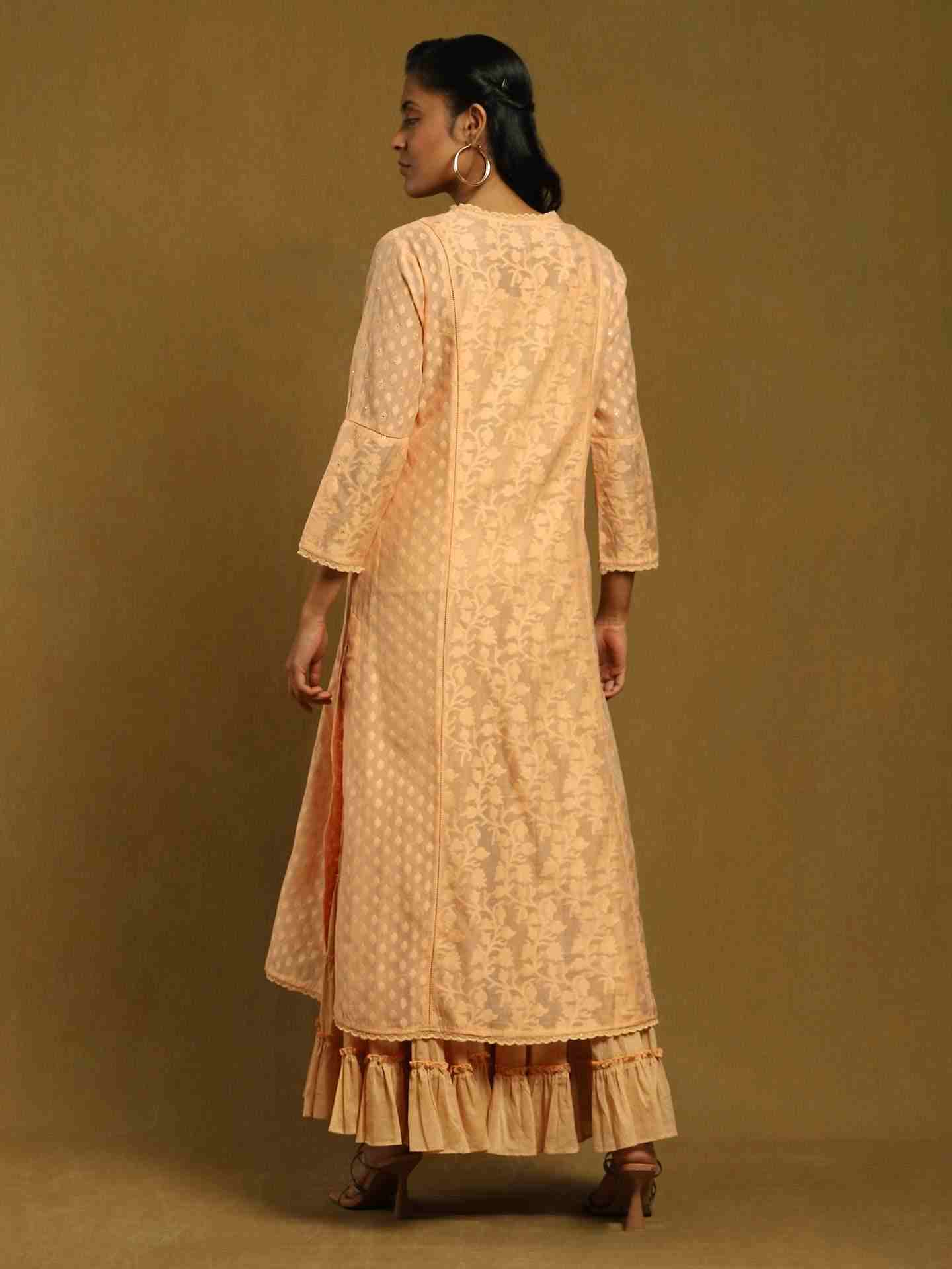 Peach Baadal Chanderi Sharara Set