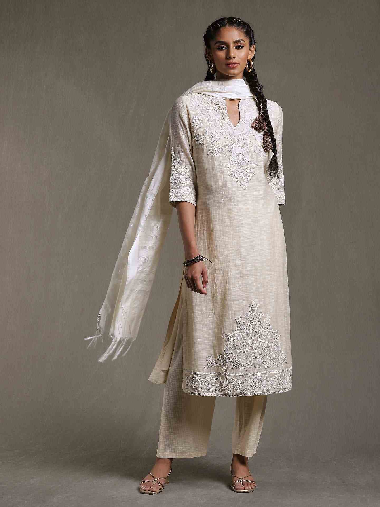 Ivory Soha Chanderi Suit Set