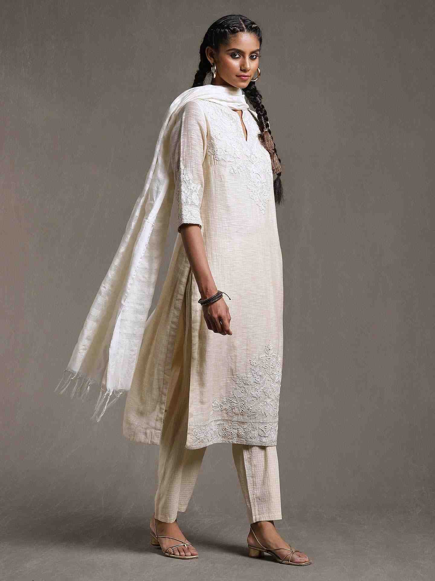 Ivory Soha Chanderi Suit Set