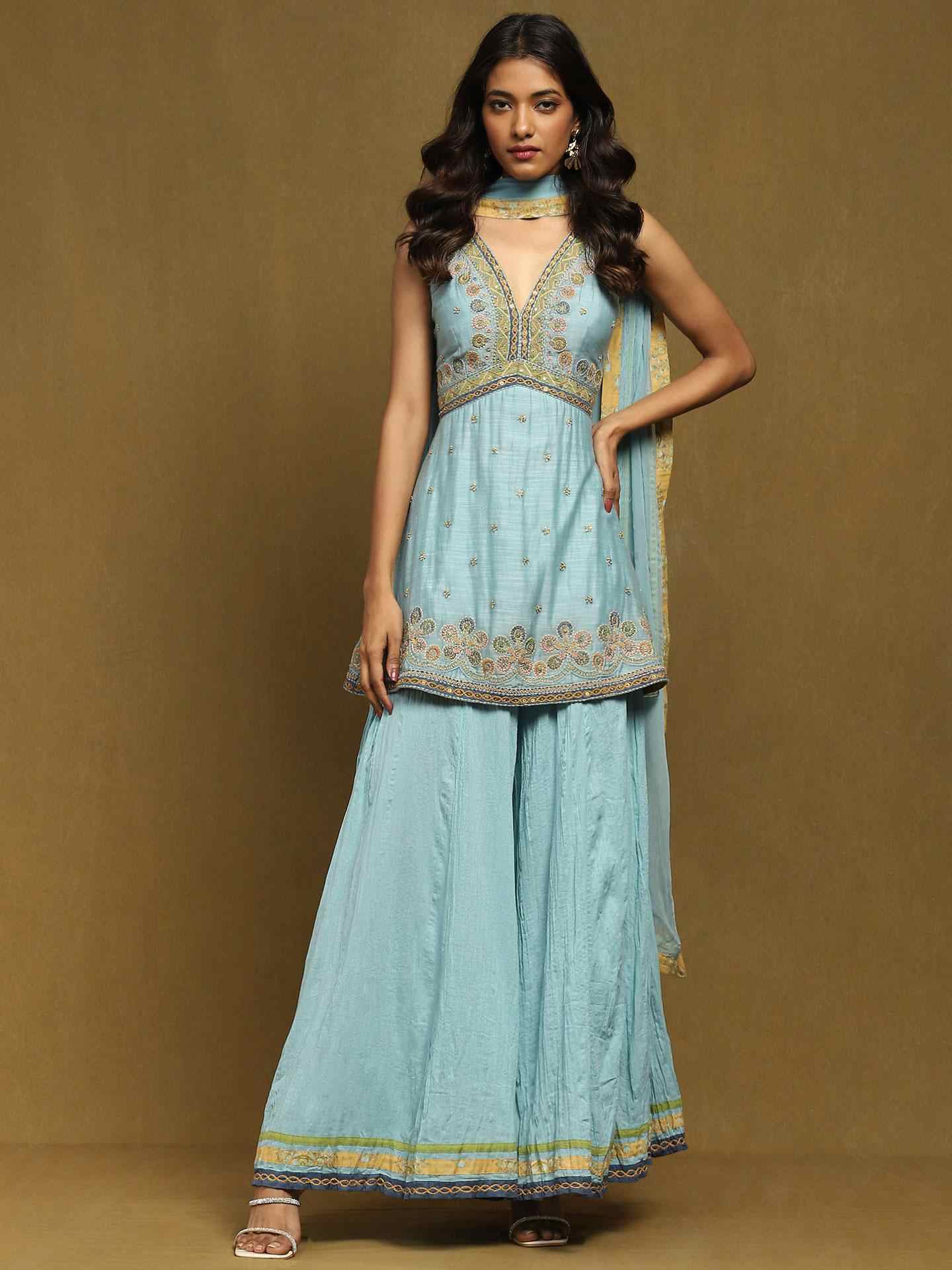 Blue Zaiba Sharara Suit