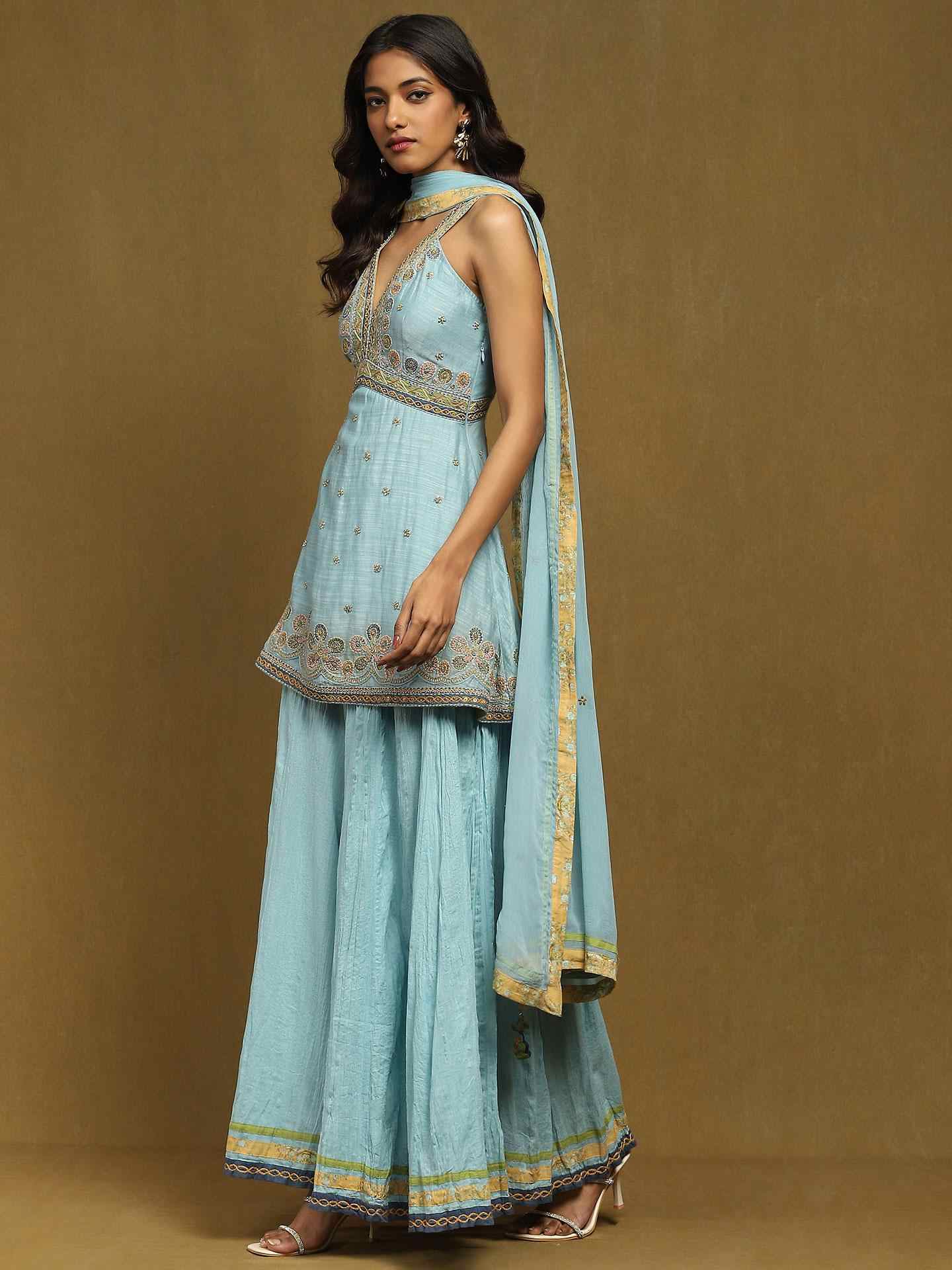 Blue Zaiba Sharara Suit