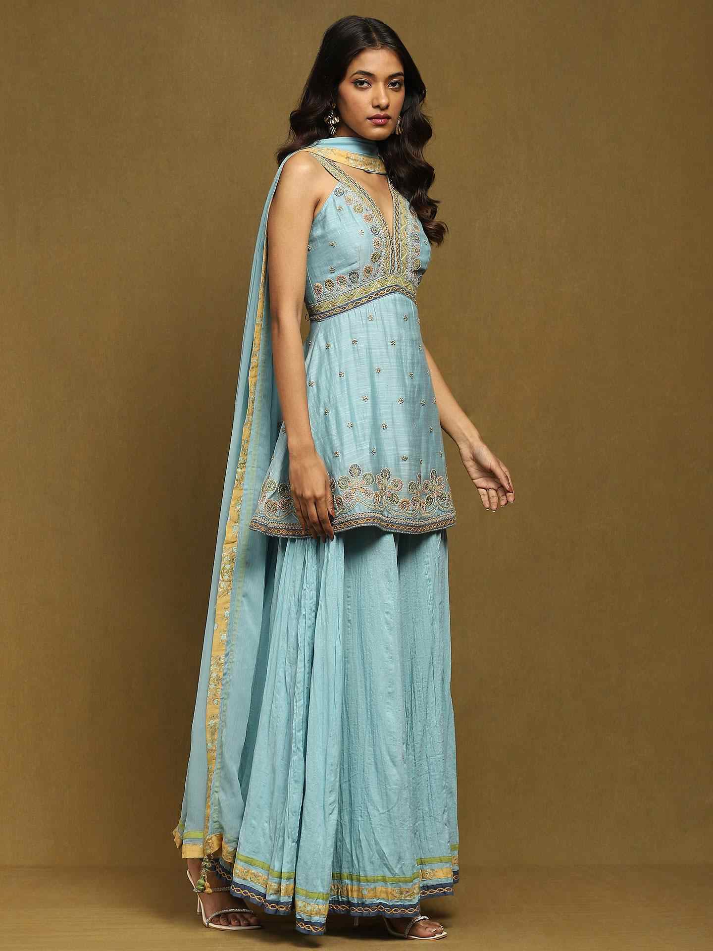 Blue Zaiba Sharara Suit