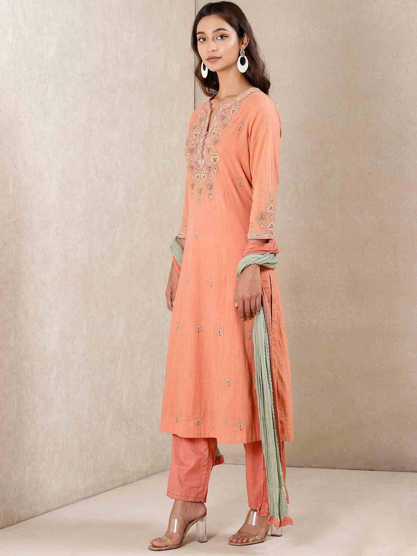 Coral Paan Cotton Suit Set