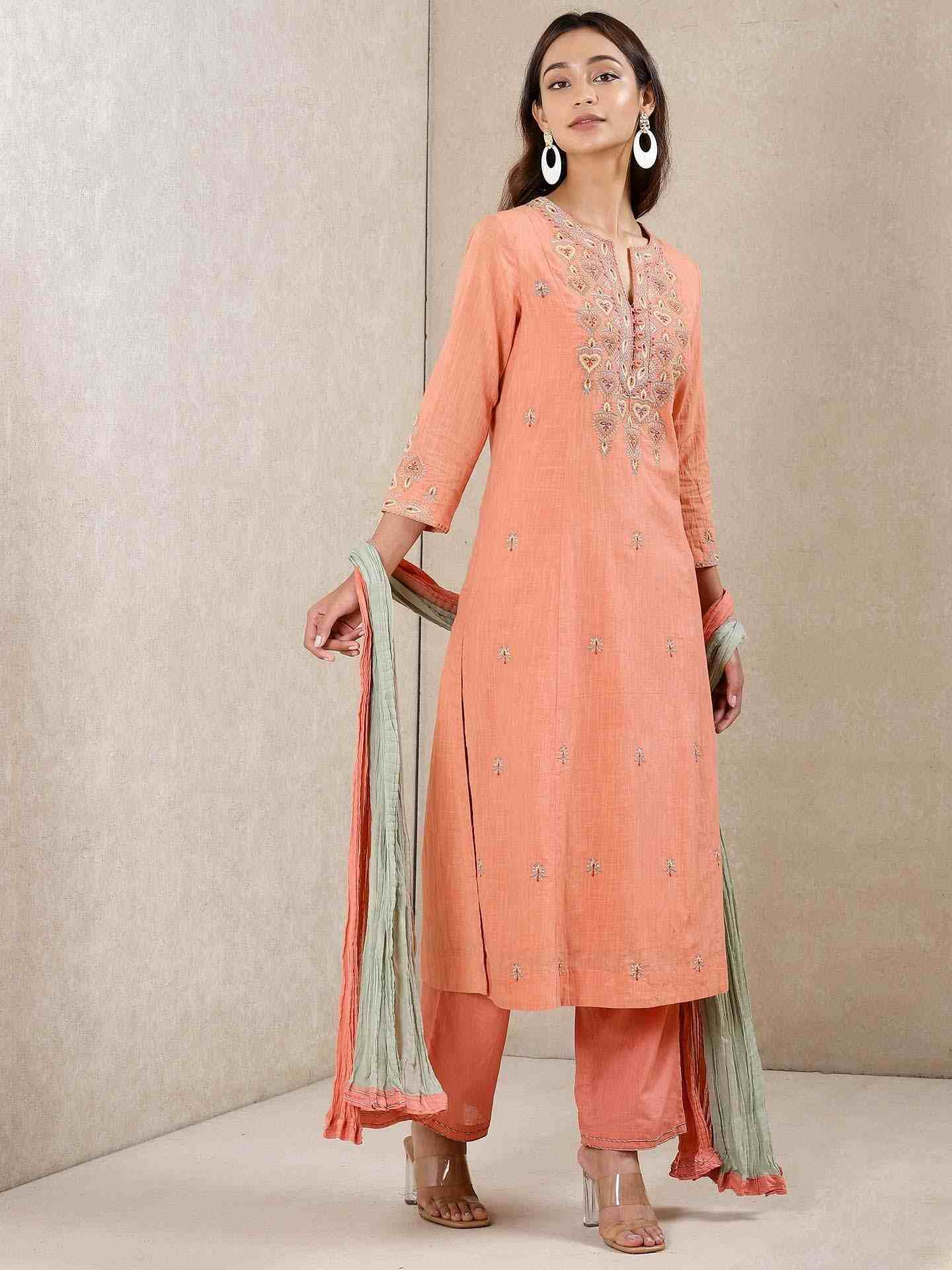 Coral Paan Cotton Suit Set