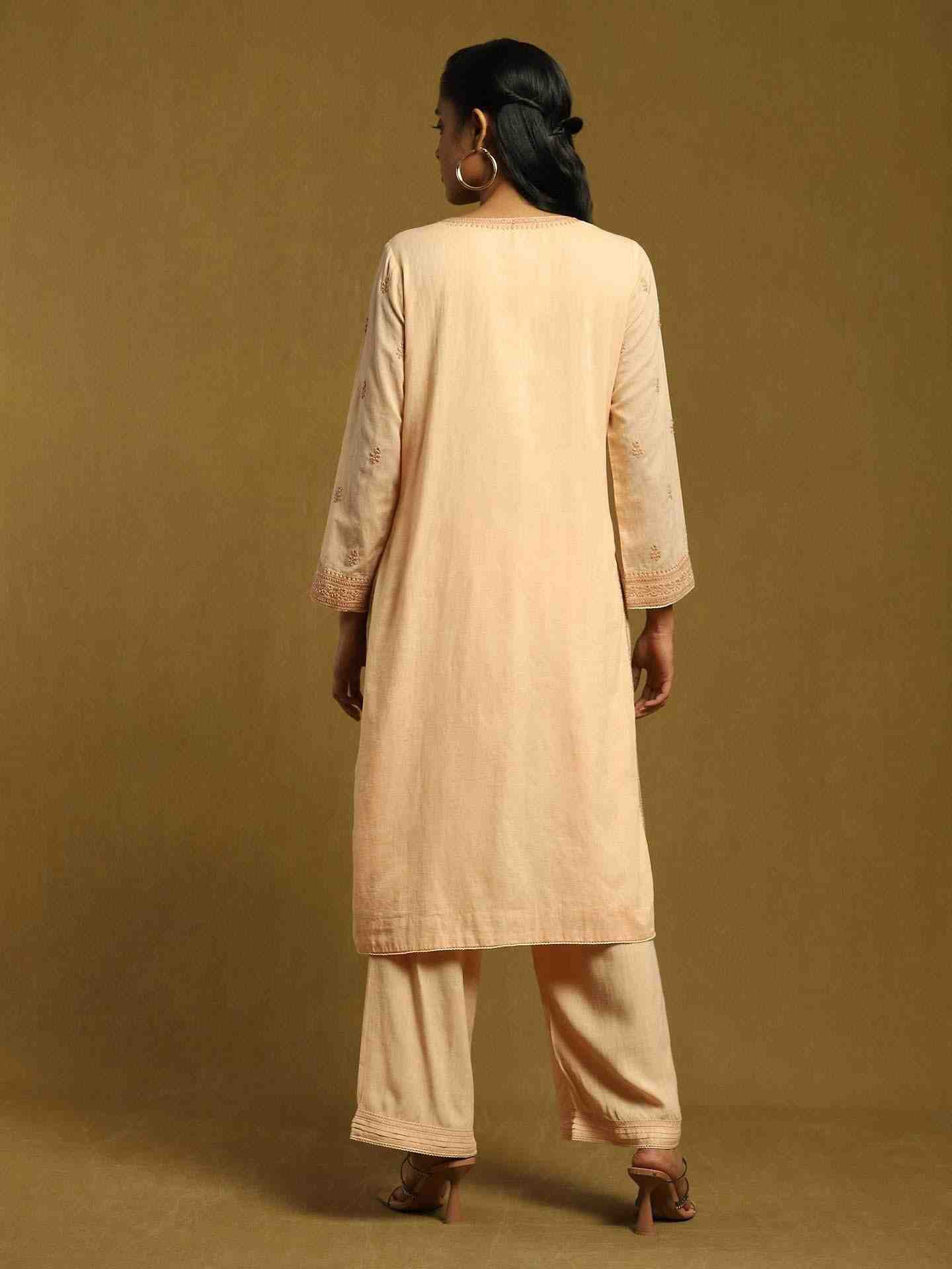Beige Pinea Cotton Suit Set