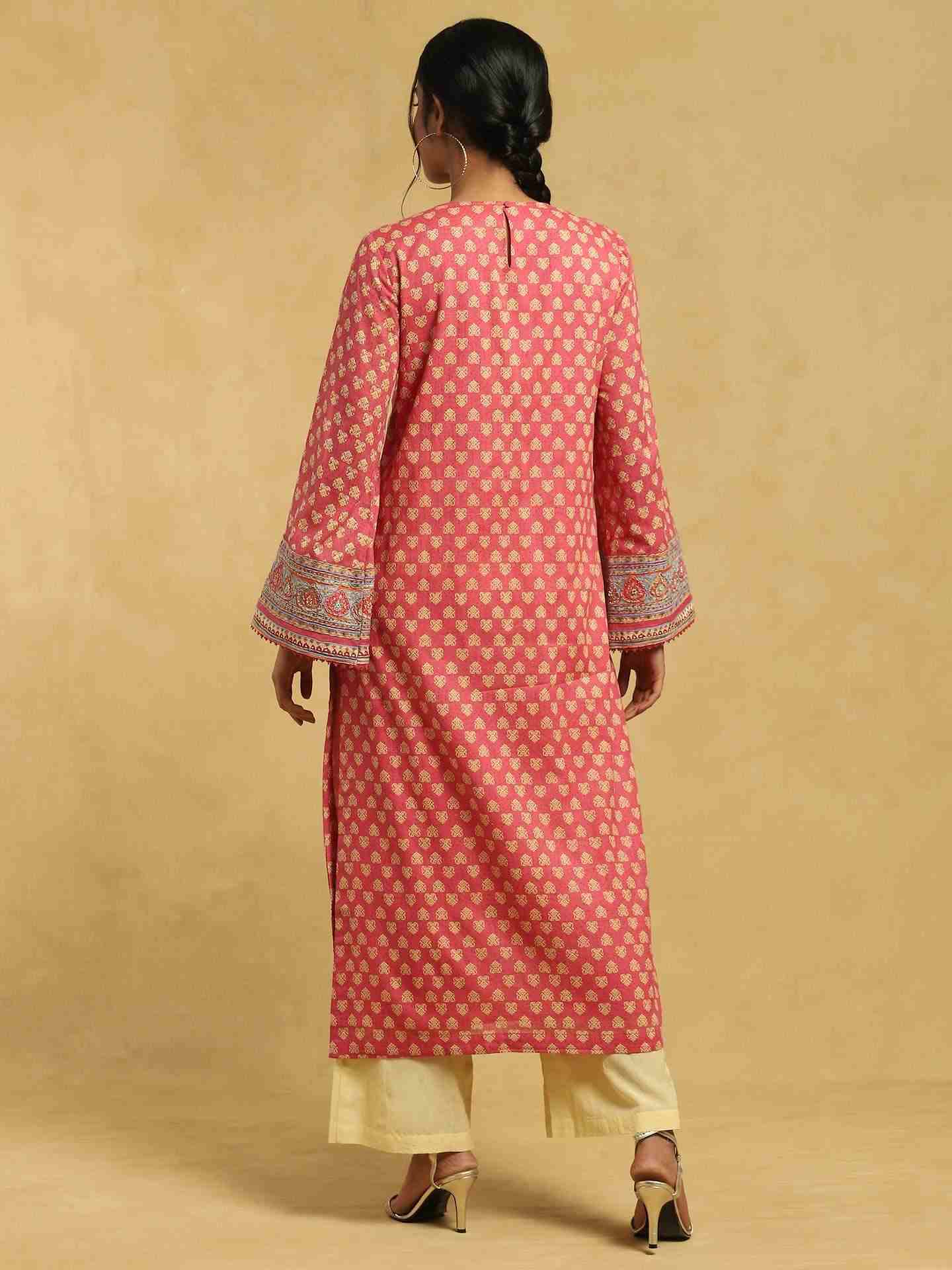 Pink Jharoka Cotton Suit Set