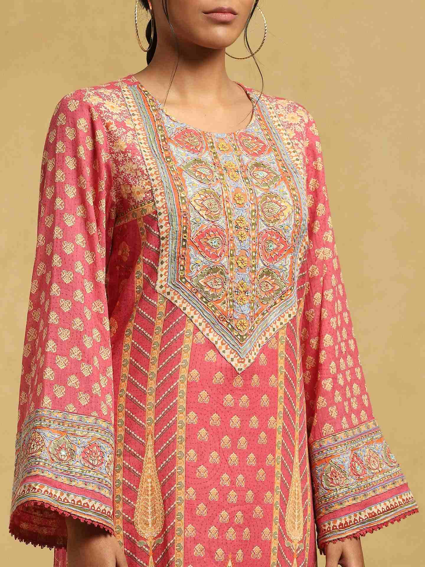 Pink Jharoka Cotton Suit Set