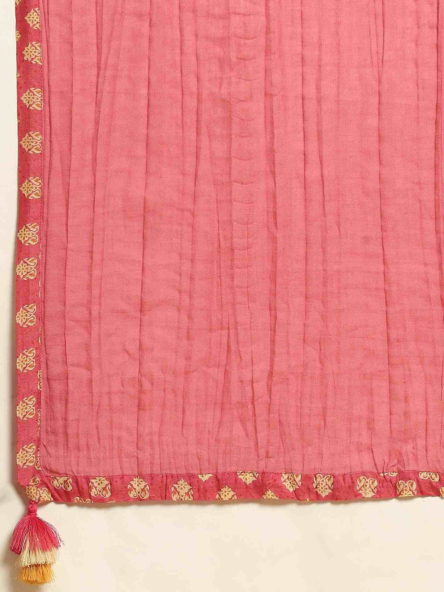 Pink Jharoka Cotton Suit Set