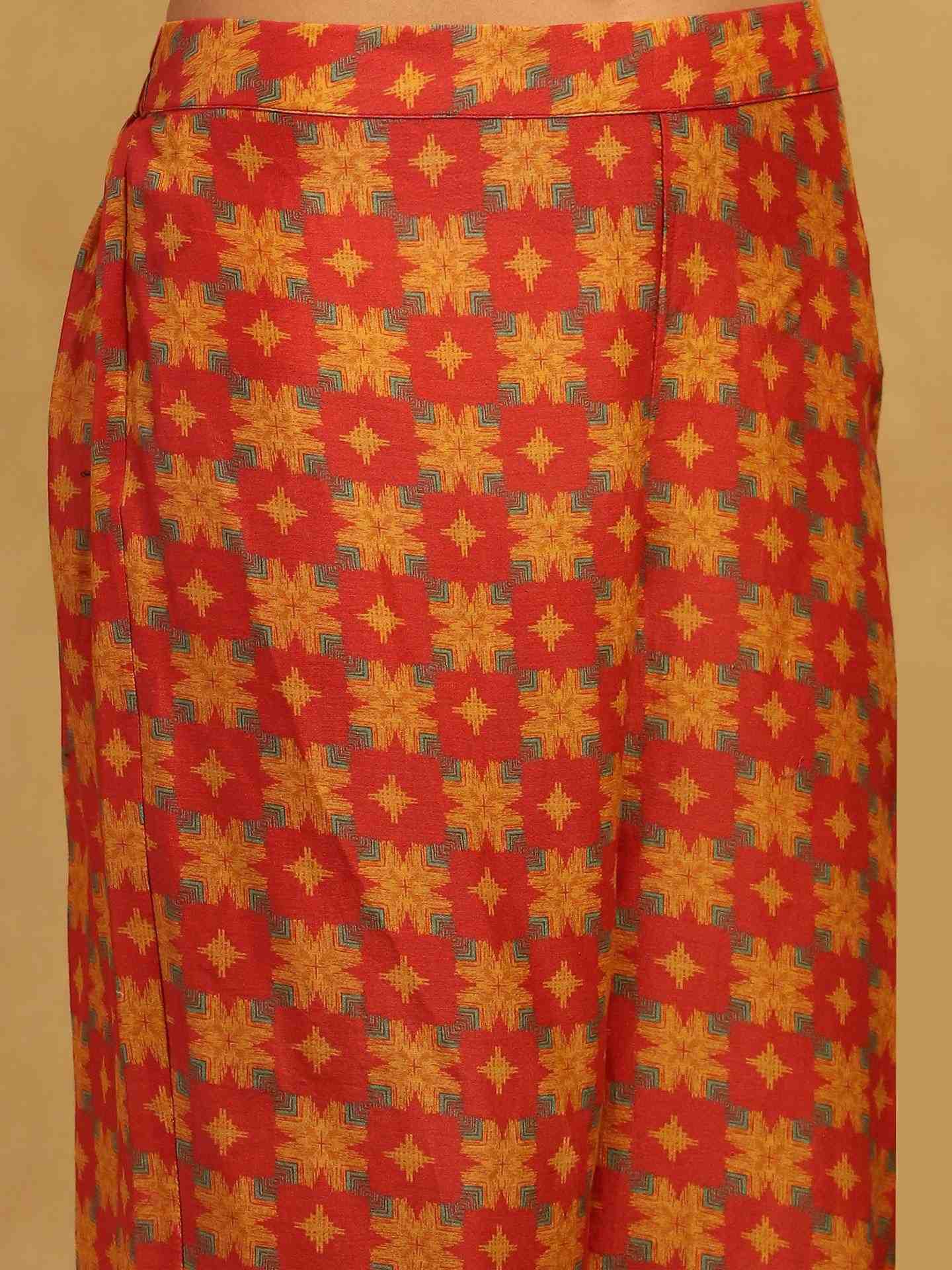 Red Phulkari Suit Set