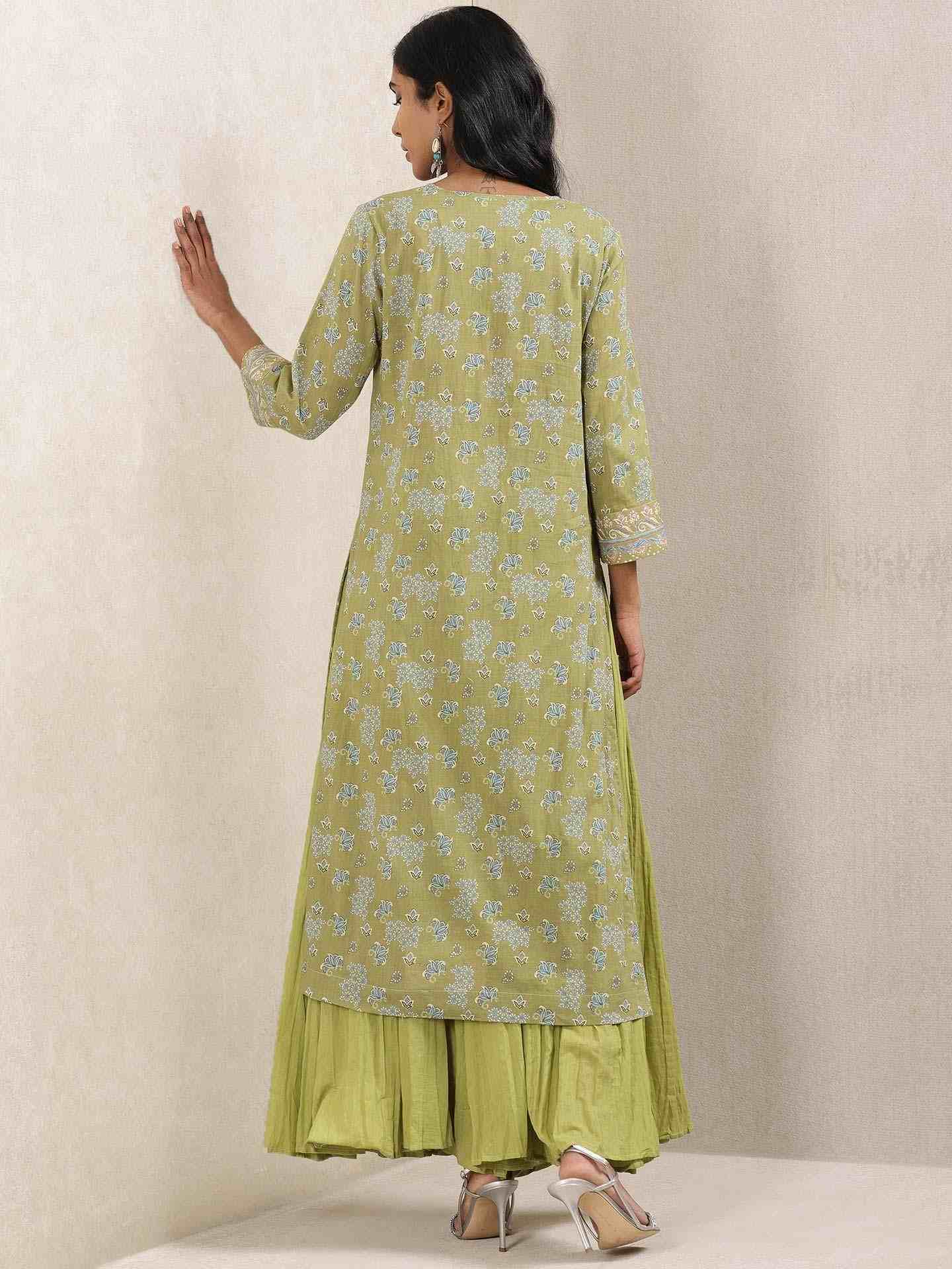 Green Meriyum Cotton Sharara Set