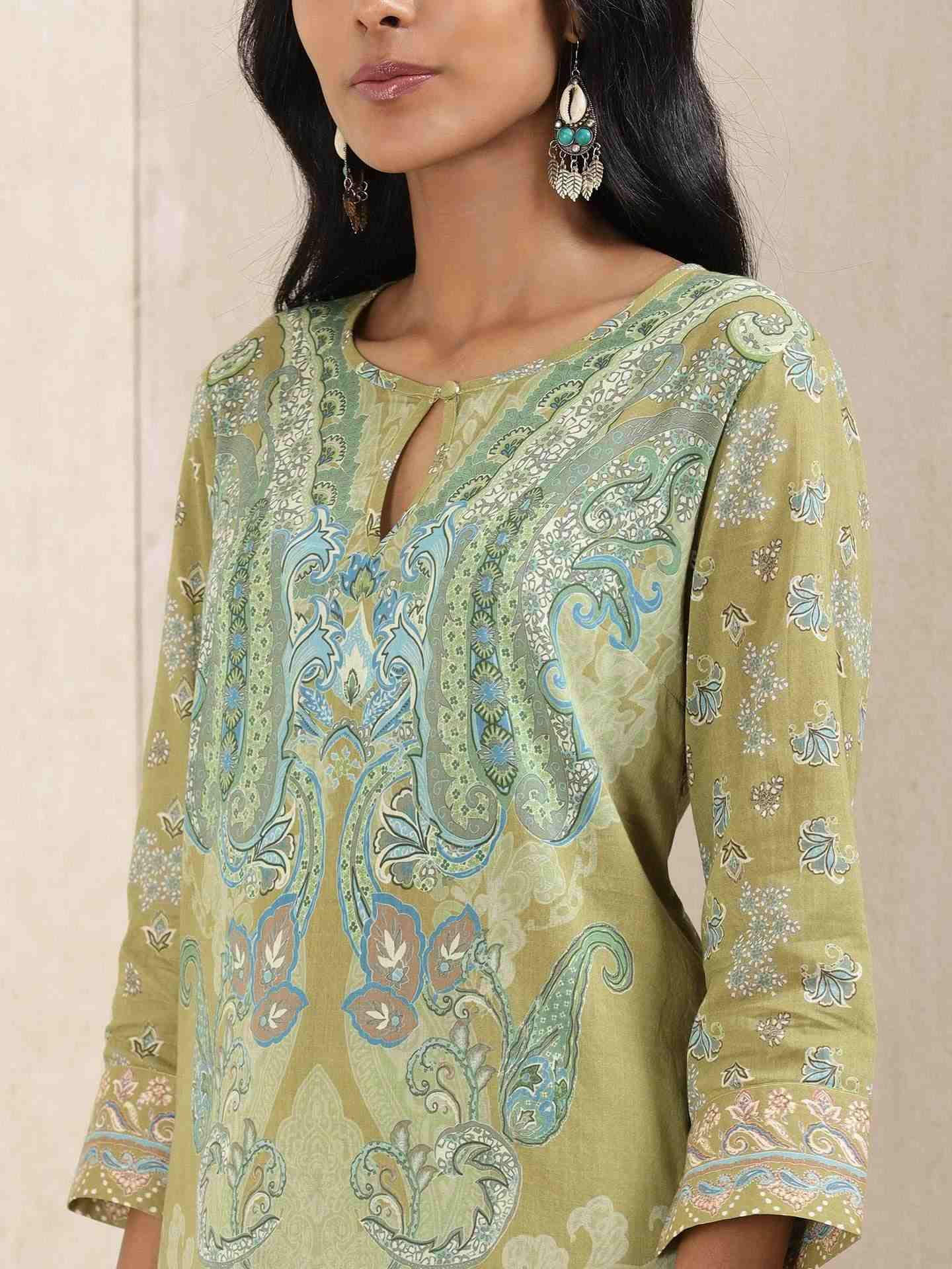 Green Meriyum Cotton Sharara Set