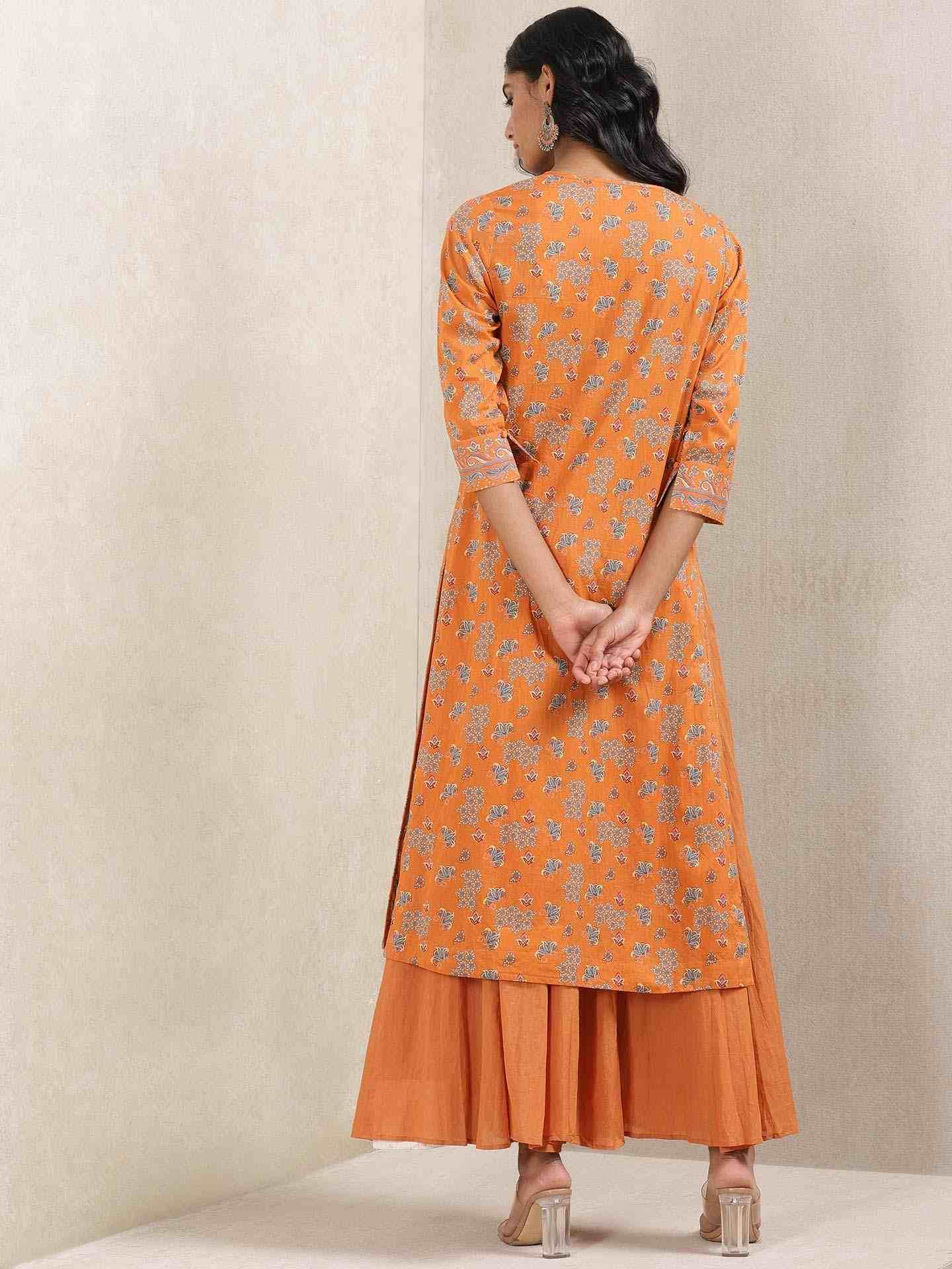 Rust Meriyum Cotton Sharara Set