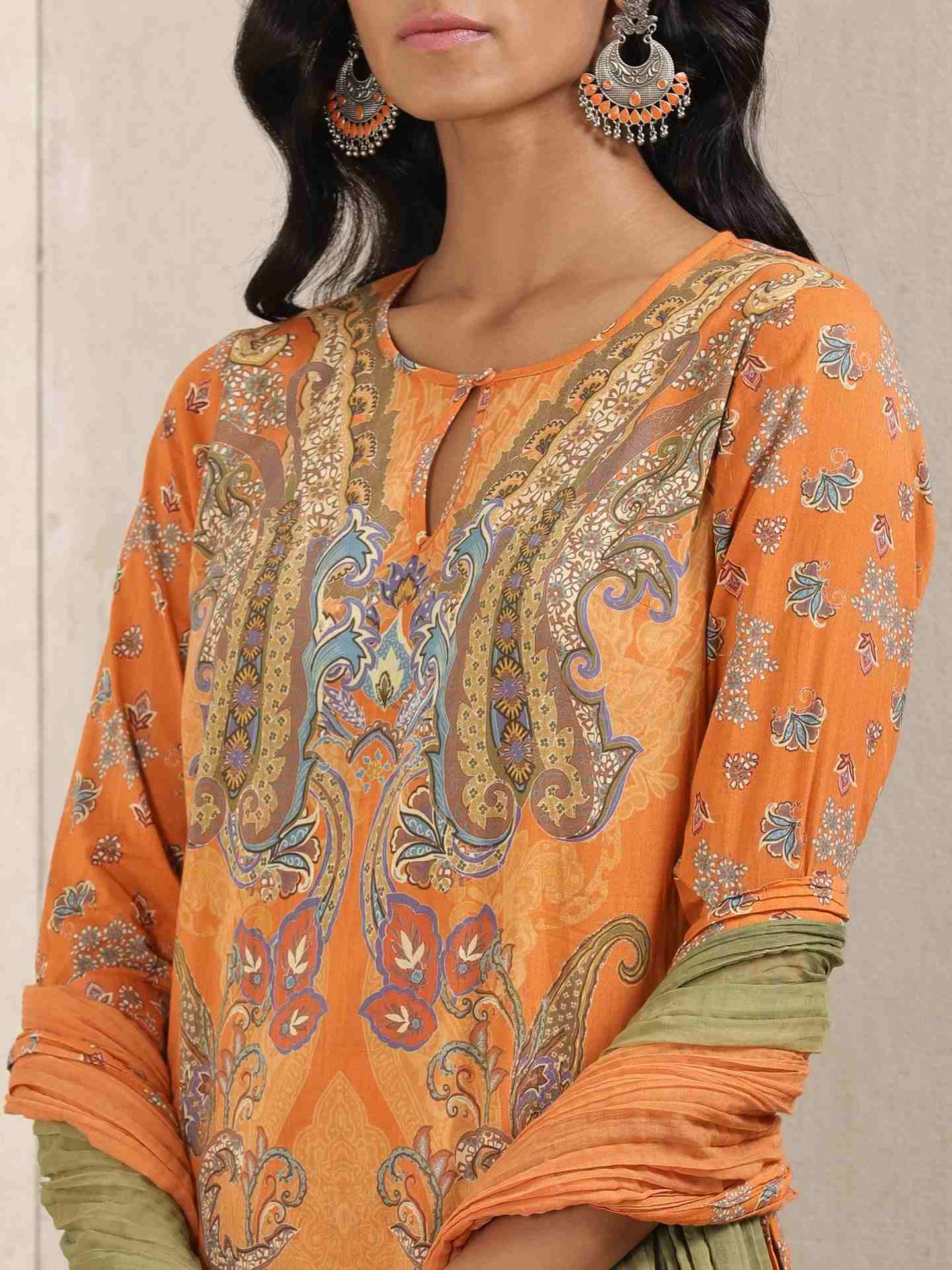 Rust Meriyum Cotton Sharara Set